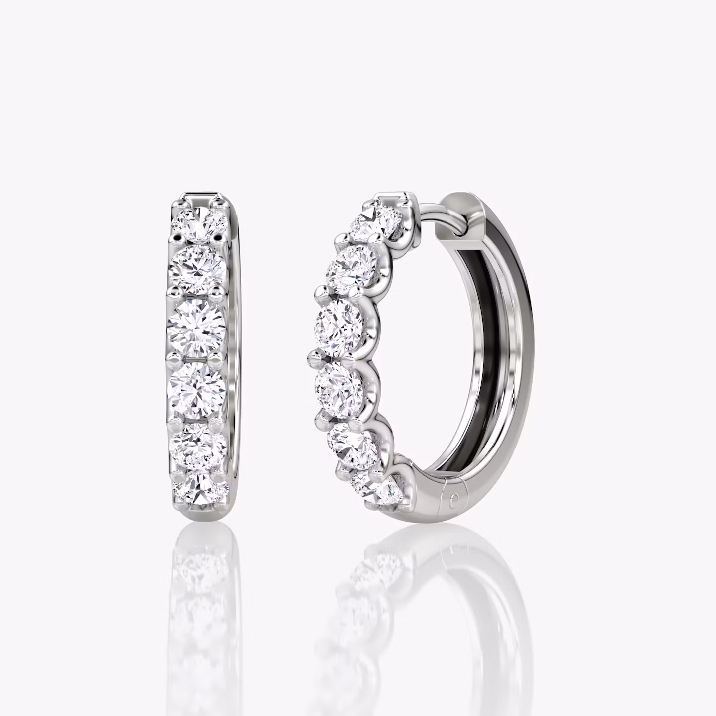 Eternity Hoop | Round Brilliant | 14k | White Gold | eternityStyle: half | earringSize: 18mm