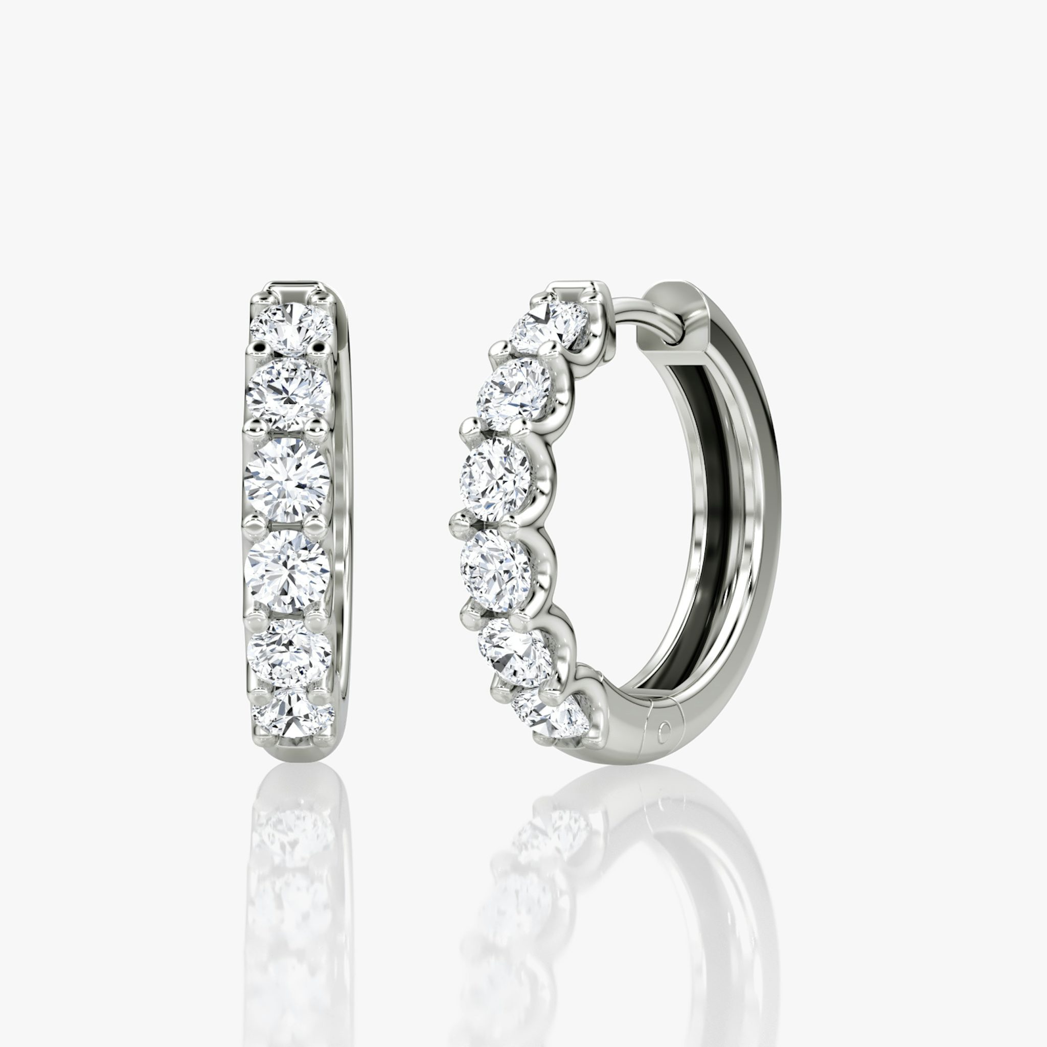 Eternity Hoop | Round Brilliant | 14k | White Gold | eternityStyle: half | earringSize: 18mm