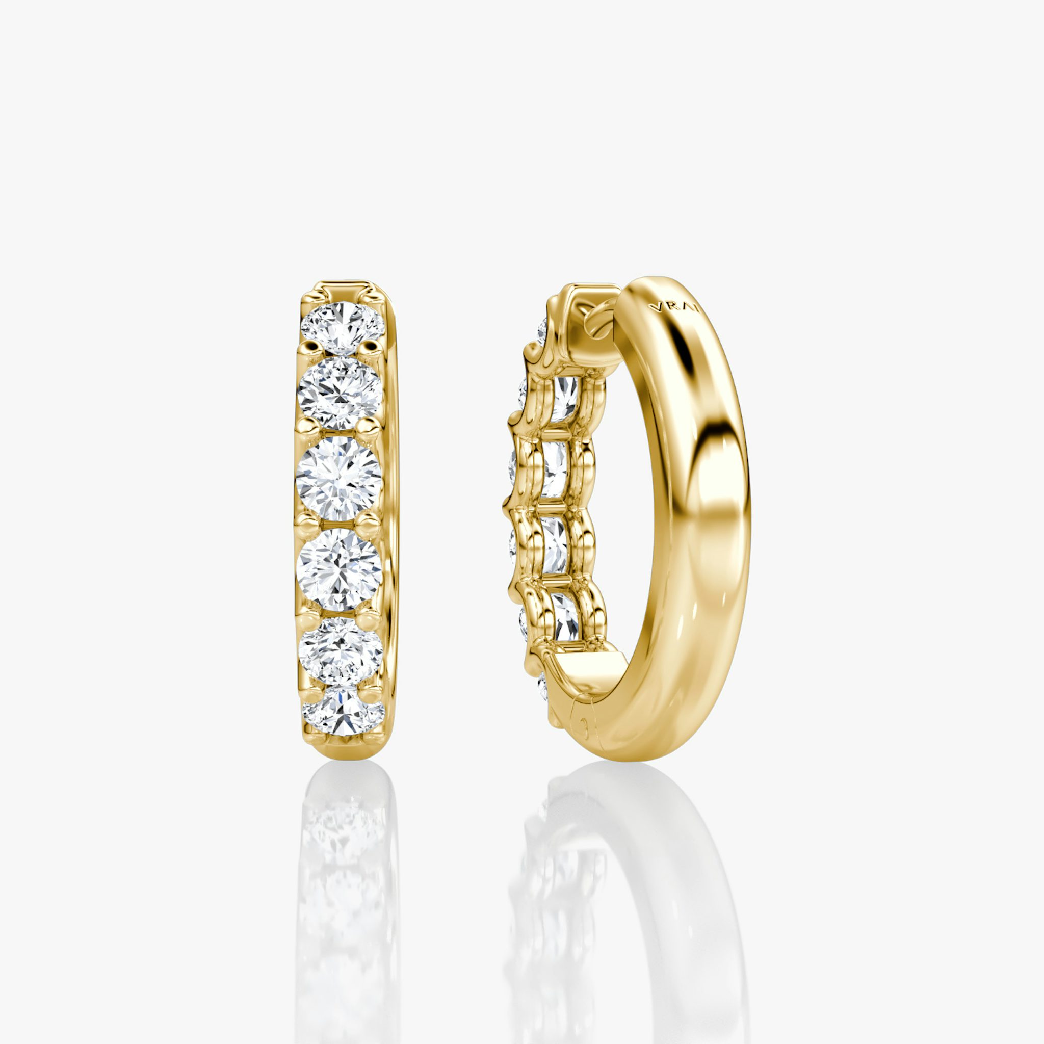 Eternity Hoop | Round Brilliant | 14k | Yellow Gold | eternityStyle: half | earringSize: 18mm