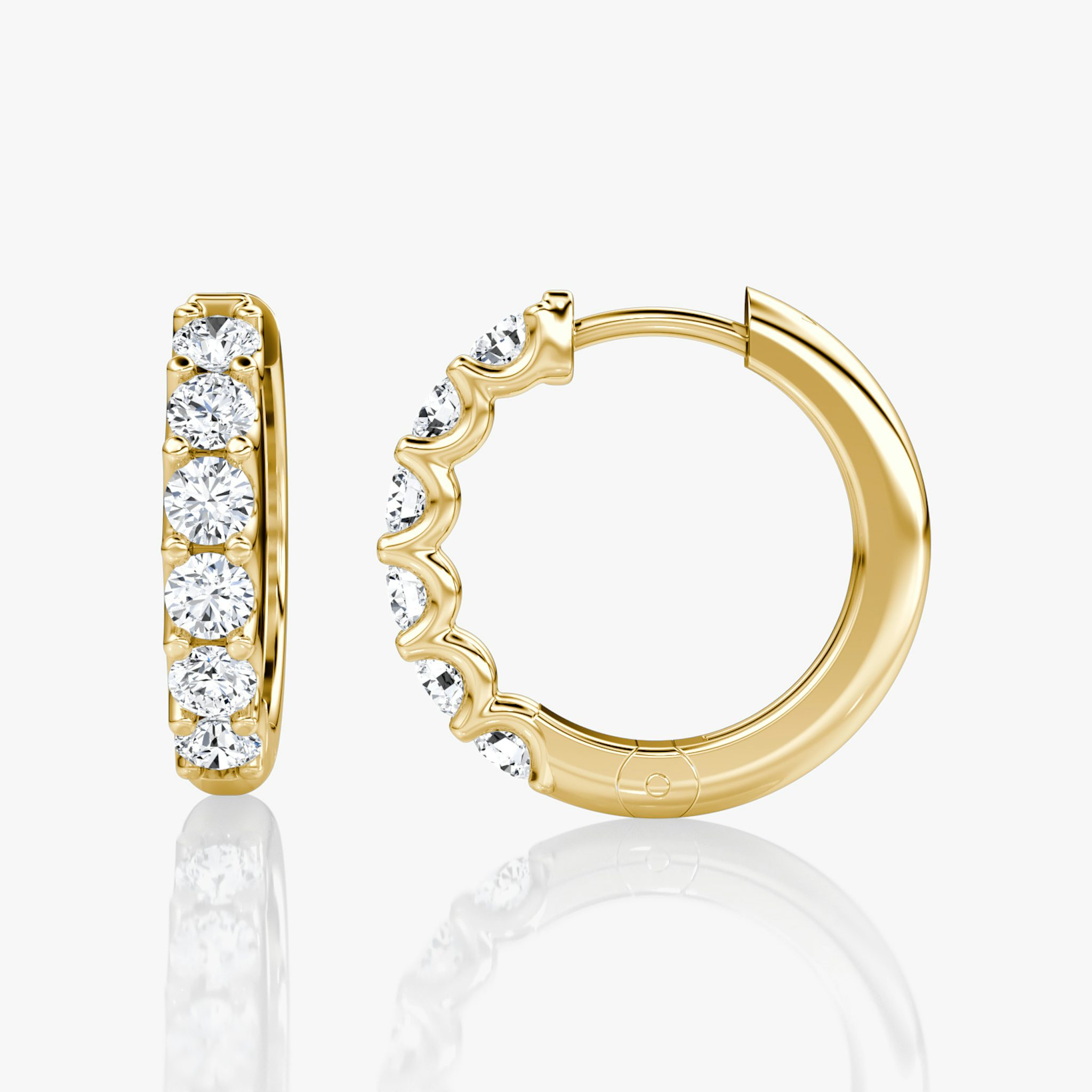 Eternity Hoop | Round Brilliant | 14k | Yellow Gold | eternityStyle: half | earringSize: 18mm