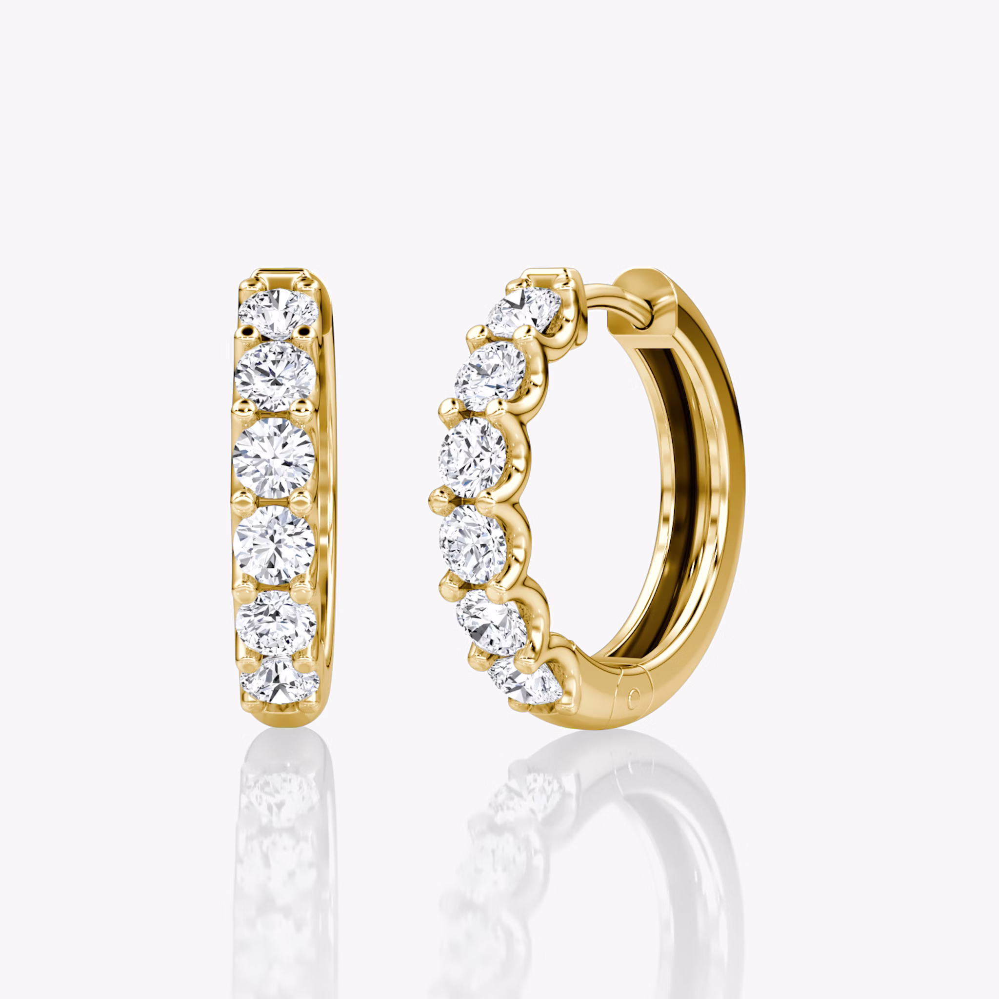 Eternity Hoop | Round Brilliant | 14k | Yellow Gold | eternityStyle: half | earringSize: 18mm