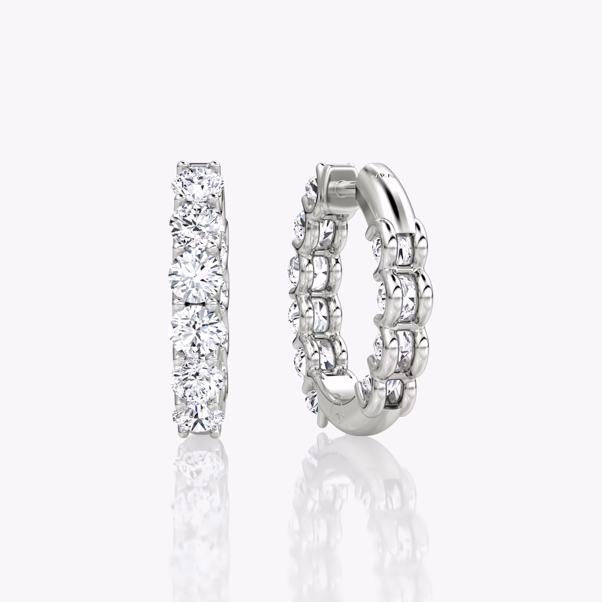 Eternity Hoop | Round Brilliant | 14k | White Gold | caratWeight: 1.0ct | eternityStyle: full | earringSize: 18mm
