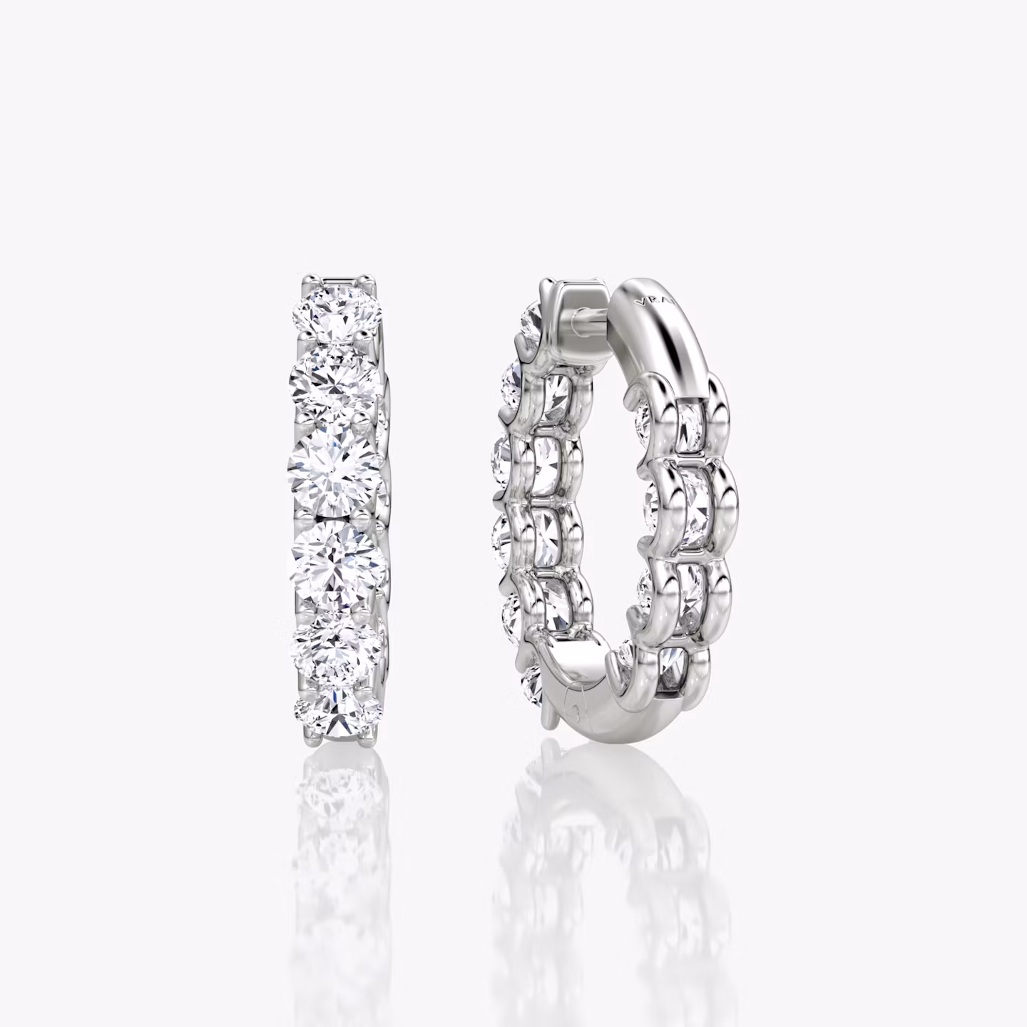 Eternity Hoop | Round Brilliant | 14k | White Gold | caratWeight: 1.0ct | eternityStyle: full | earringSize: 18mm