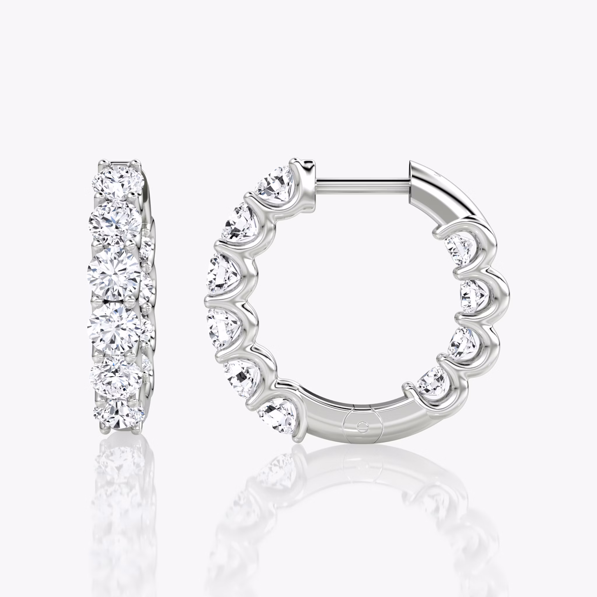 Eternity Hoop | Round Brilliant | 14k | White Gold | caratWeight: 1.0ct | eternityStyle: full | earringSize: 18mm