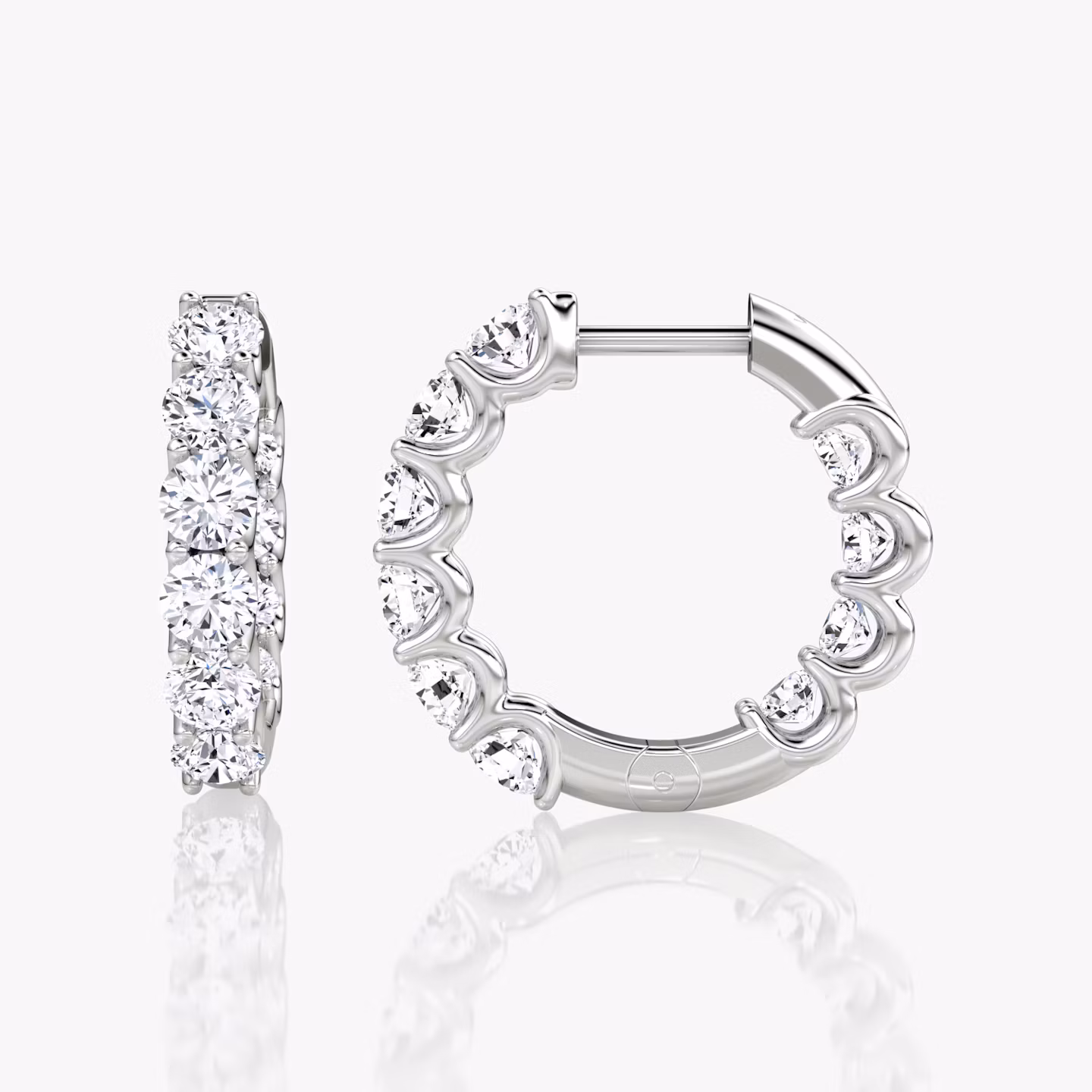 Eternity Hoop | Round Brilliant | 14k | White Gold | caratWeight: 1.0ct | eternityStyle: full | earringSize: 18mm