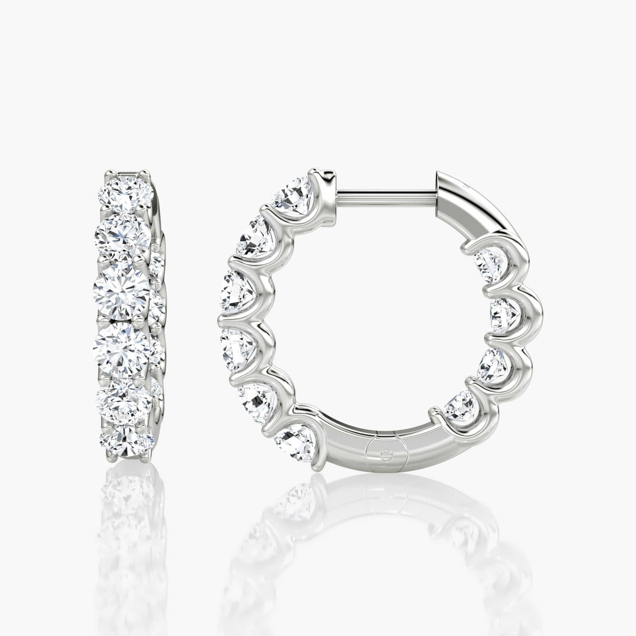 Eternity Hoop | Round Brilliant | 14k | White Gold | caratWeight: 1.0ct | eternityStyle: full | earringSize: 18mm