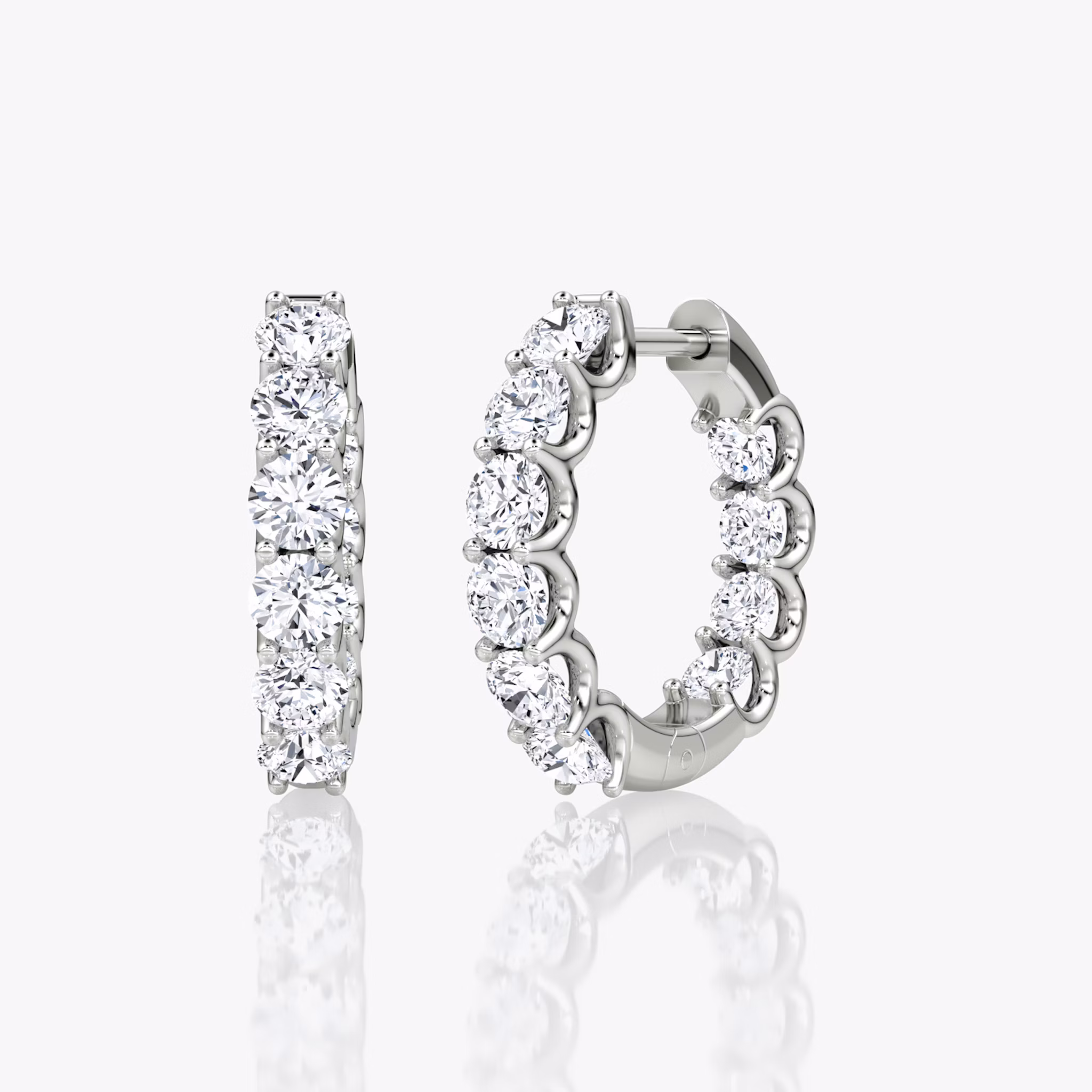 Eternity Hoop | Round Brilliant | 14k | White Gold | caratWeight: 1.0ct | eternityStyle: full | earringSize: 18mm