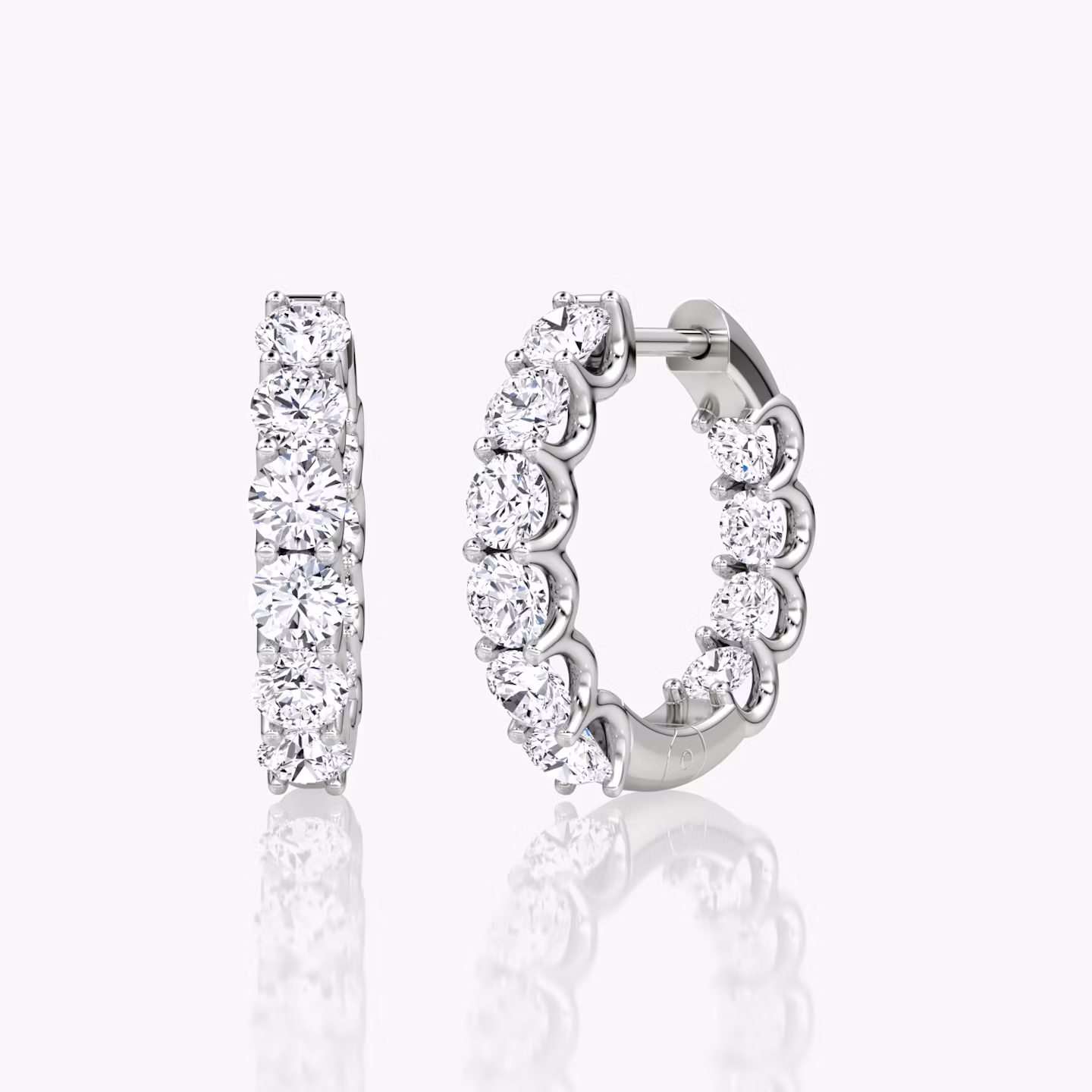 Eternity Hoop | Round Brilliant | 14k | White Gold | caratWeight: 1.0ct | eternityStyle: full | earringSize: 18mm