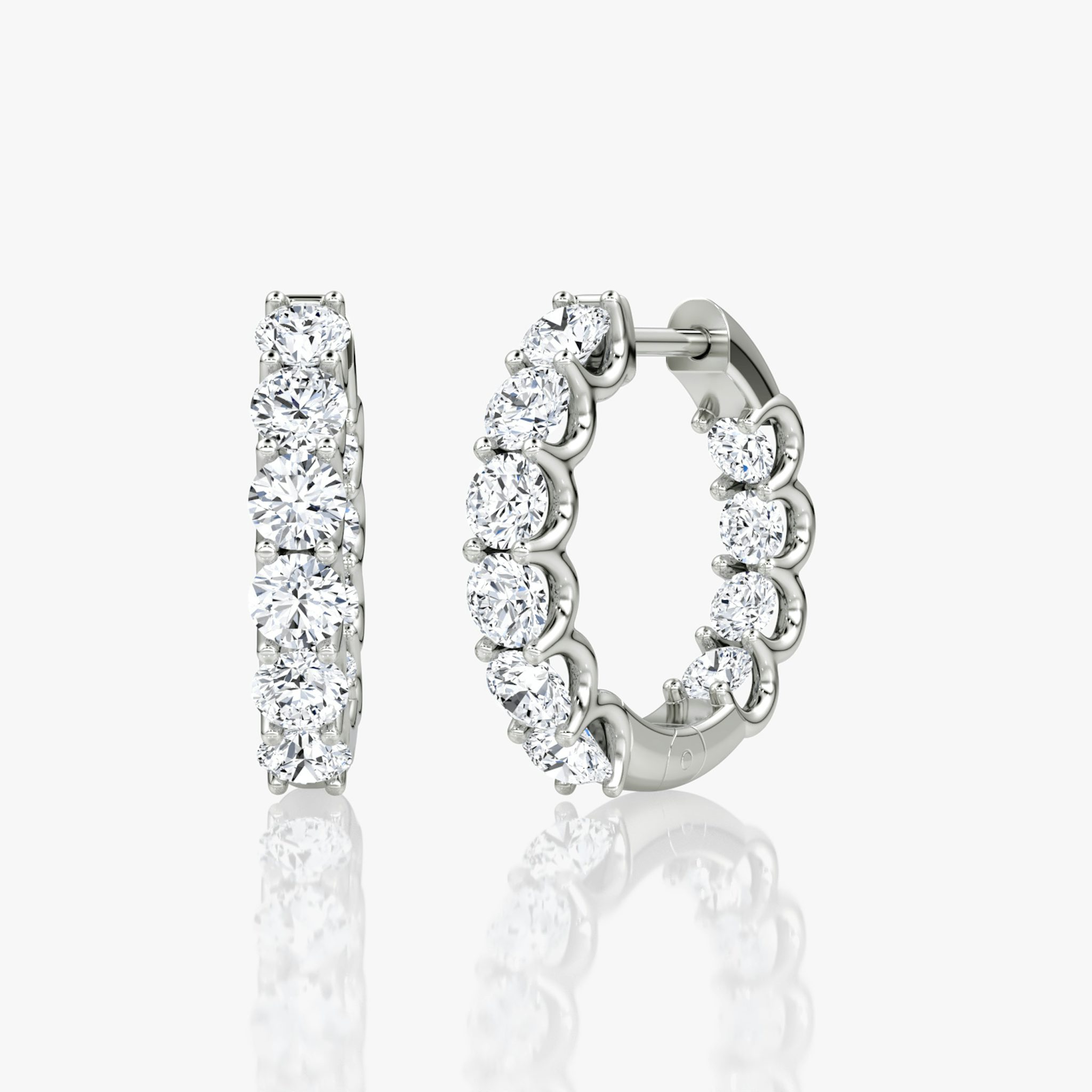 Eternity Hoop | Round Brilliant | 14k | White Gold | caratWeight: 1.0ct | eternityStyle: full | earringSize: 18mm