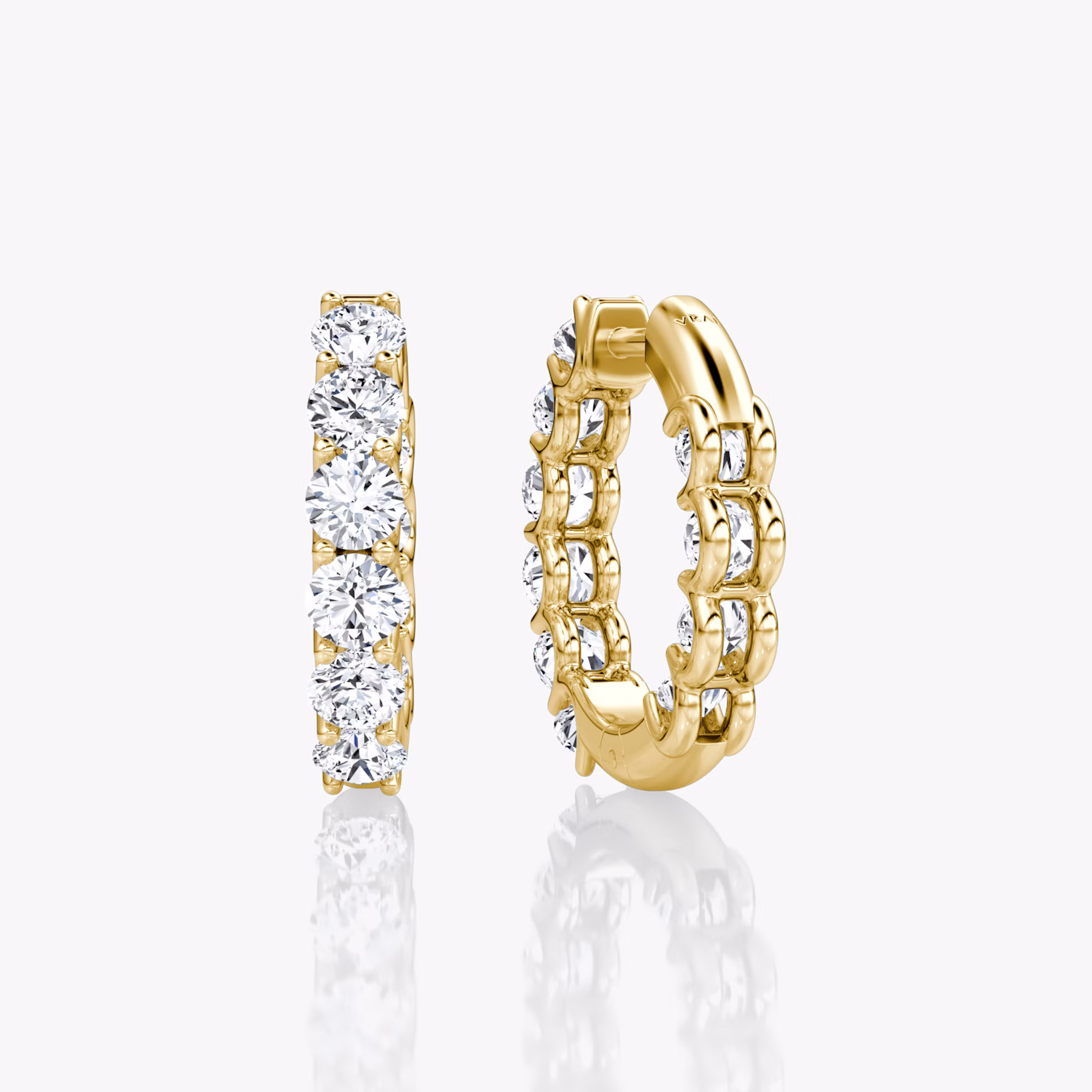 Eternity Hoop | Round Brilliant | 14k | Yellow Gold | caratWeight: 1.0ct | eternityStyle: full | earringSize: 18mm
