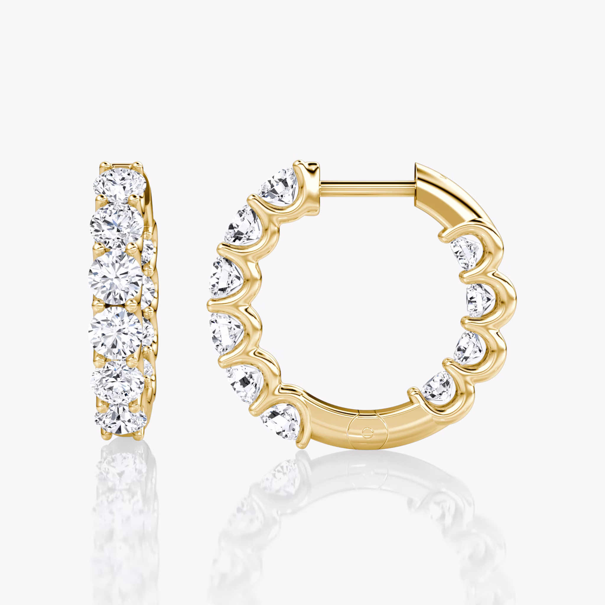 Eternity Hoop | Round Brilliant | 14k | Yellow Gold | caratWeight: 1.0ct | eternityStyle: full | earringSize: 18mm