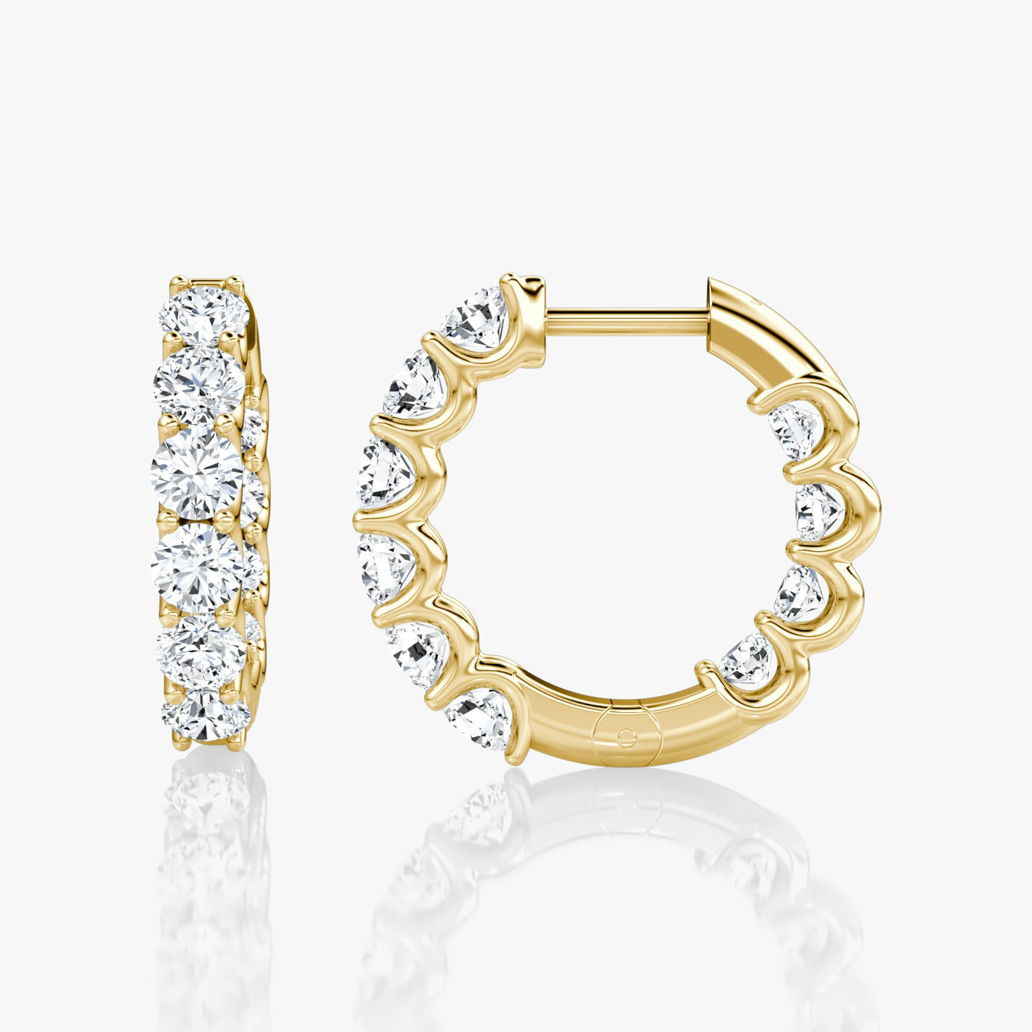 Eternity Hoop | Round Brilliant | 14k | Yellow Gold | caratWeight: 1.0ct | eternityStyle: full | earringSize: 18mm