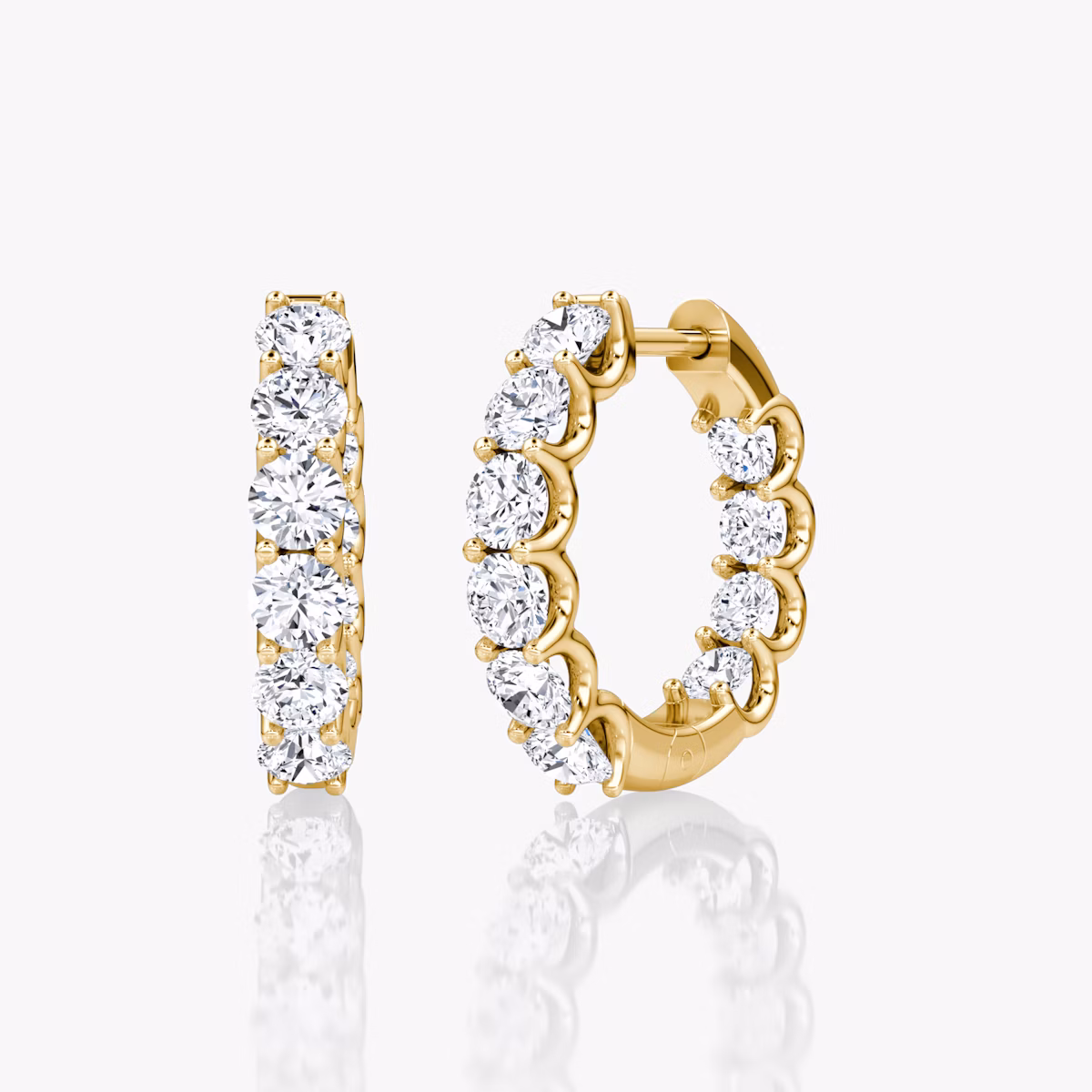 Eternity Hoop | Round Brilliant | 14k | Yellow Gold | caratWeight: 1.0ct | eternityStyle: full | earringSize: 18mm