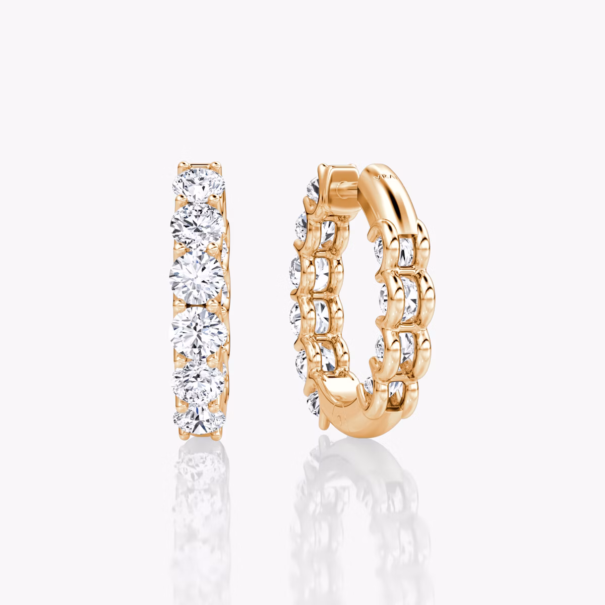 Eternity Hoop | Round Brilliant | 14k | Rose Gold | caratWeight: 1.0ct | eternityStyle: full | earringSize: 18mm