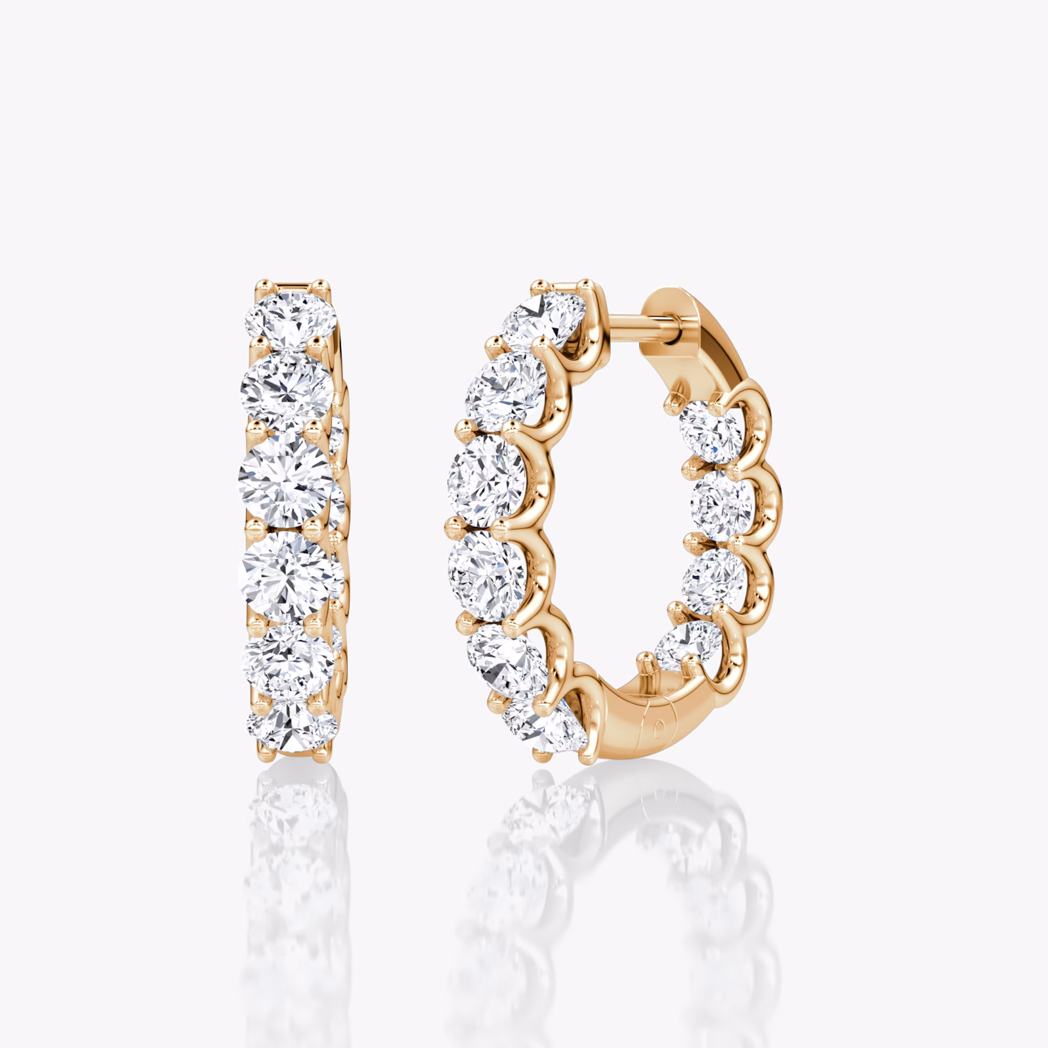 Eternity Hoop | Round Brilliant | 14k | Rose Gold | caratWeight: 1.0ct | eternityStyle: full | earringSize: 18mm