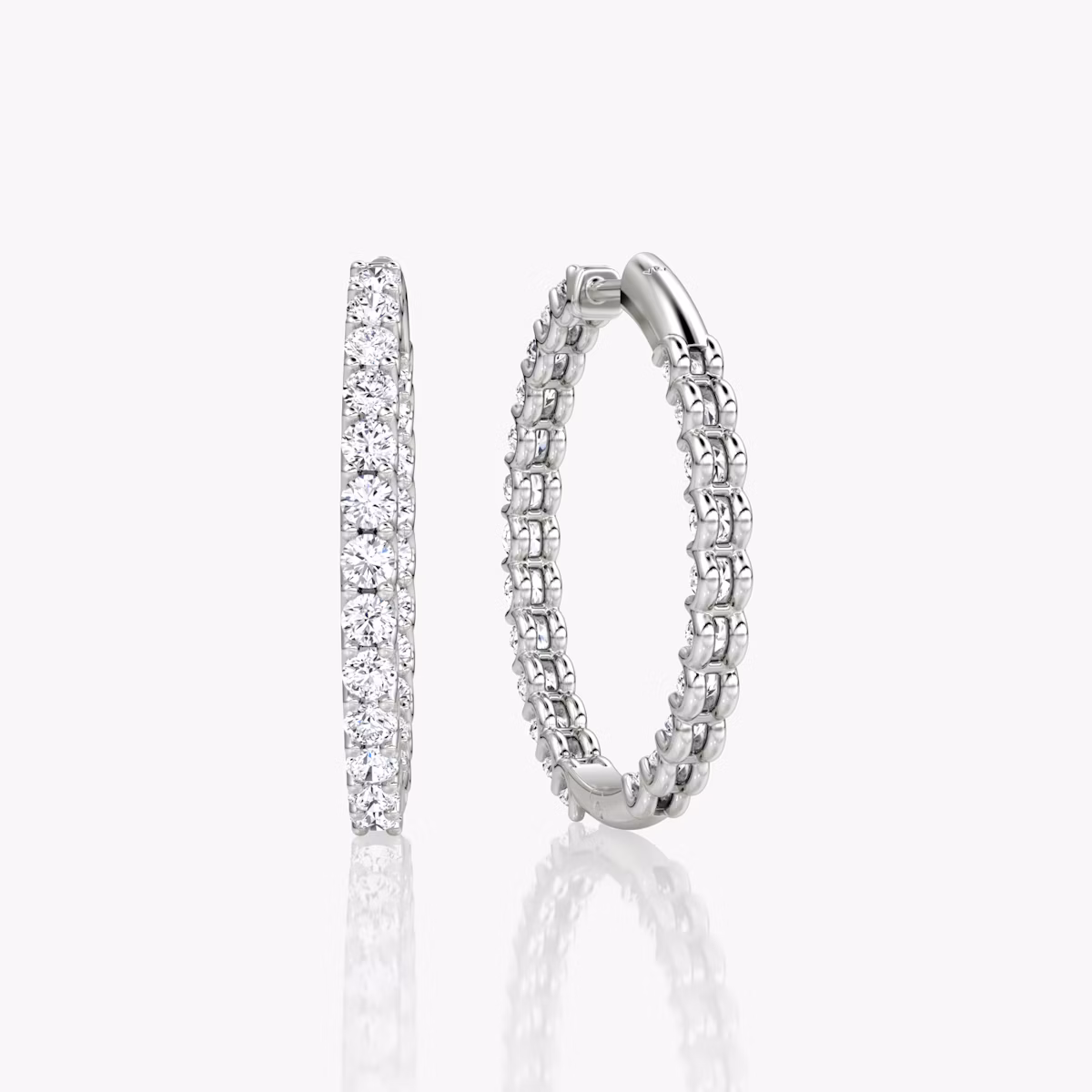 Créole Eternity | Rond Brillant | 14k | Or blanc | caratWeight: 1.7ct | eternityStyle: full | earringSize: 25mm