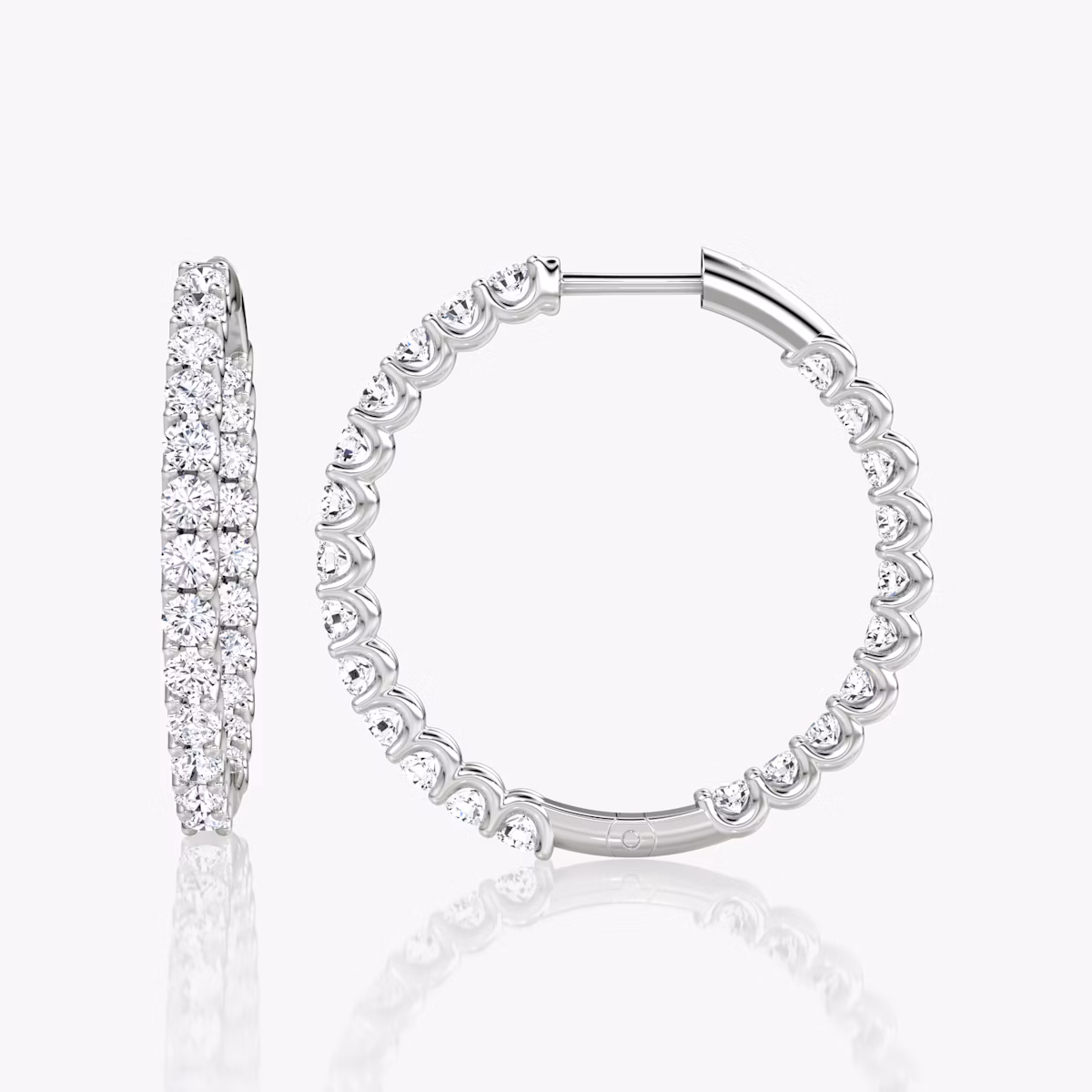 Créole Eternity | Rond Brillant | 14k | Or blanc | caratWeight: 1.7ct | eternityStyle: full | earringSize: 25mm