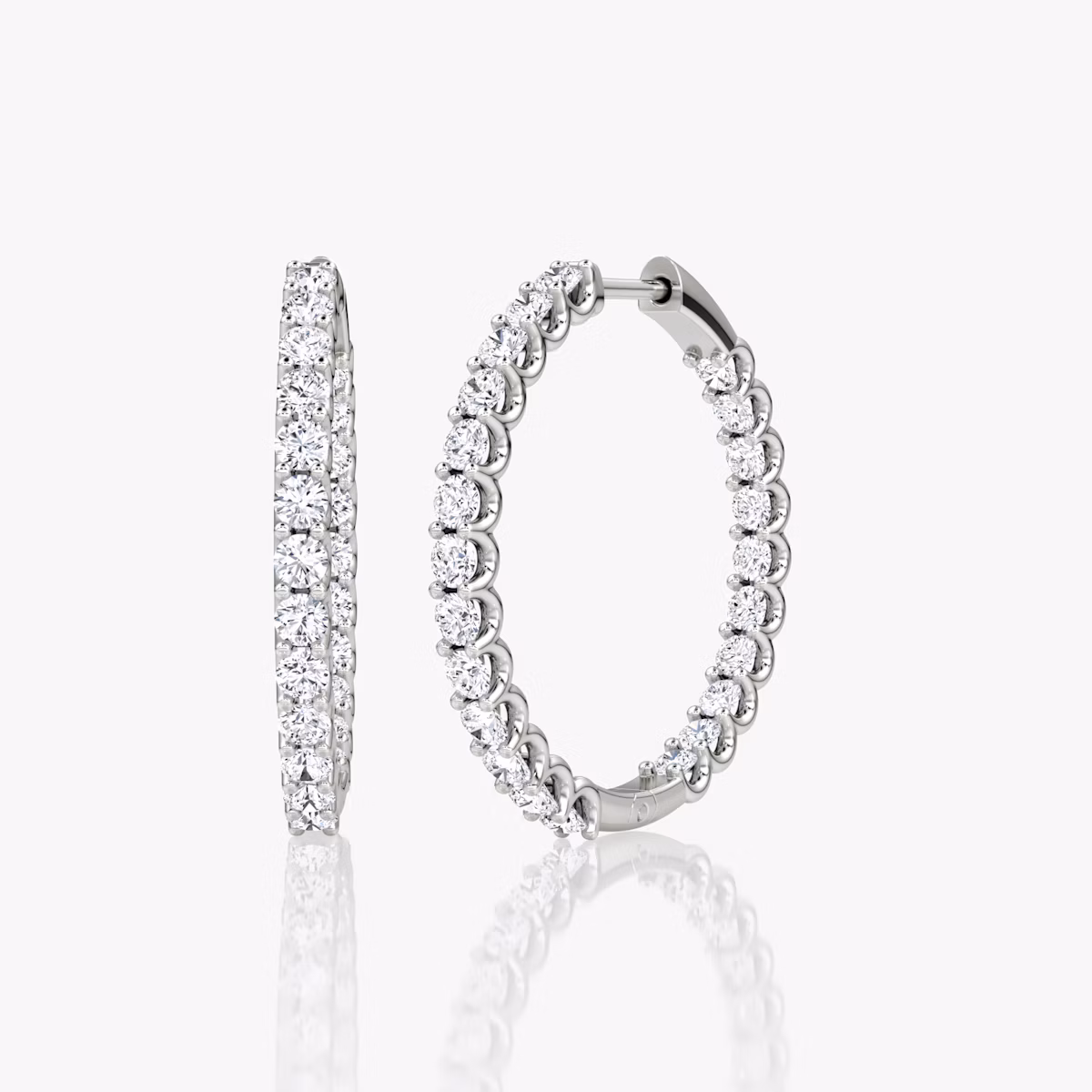 Créole Eternity | Rond Brillant | 14k | Or blanc | caratWeight: 1.7ct | eternityStyle: full | earringSize: 25mm