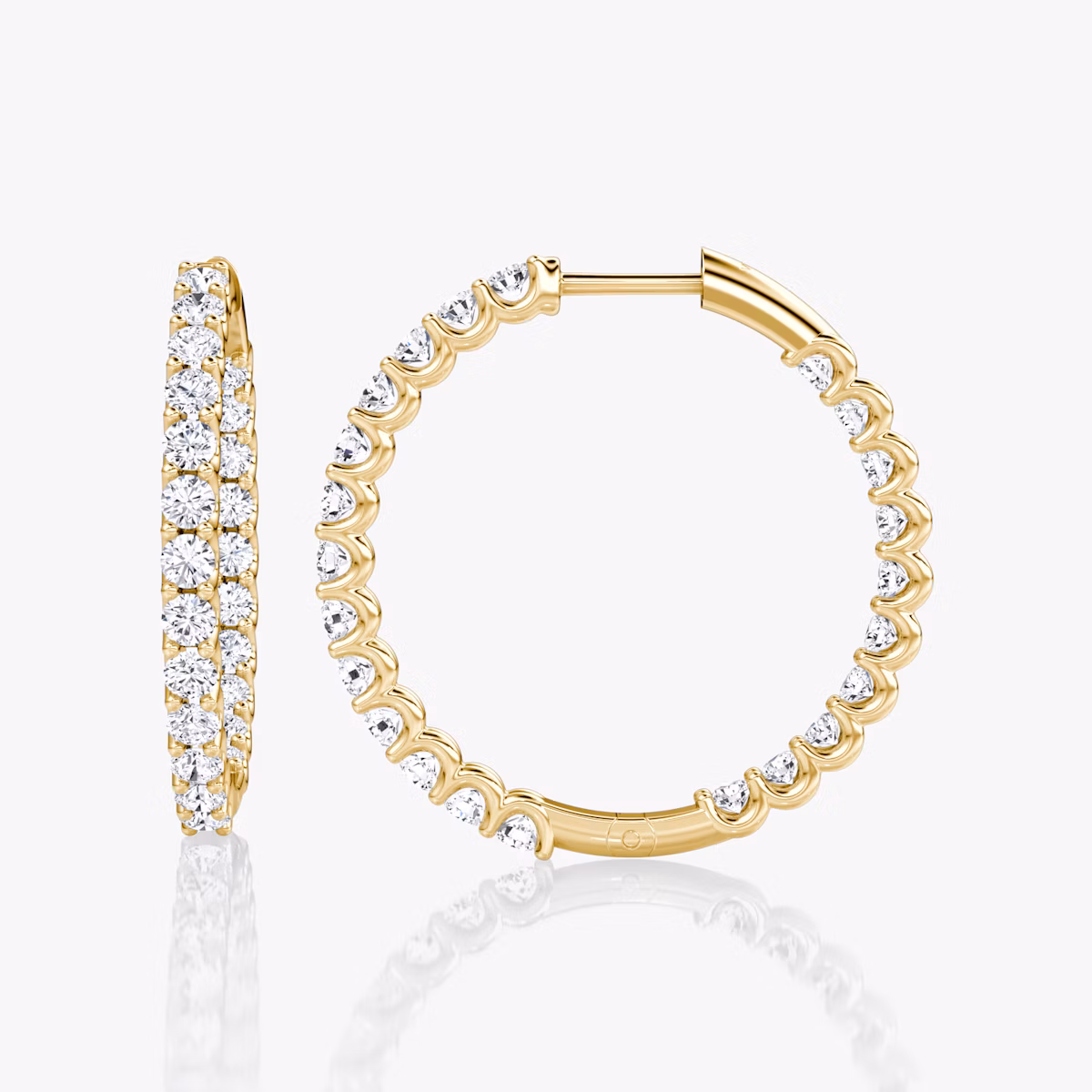 Créole Eternity | Rond Brillant | 14k | Or jaune | caratWeight: 1.7ct | eternityStyle: full | earringSize: 25mm