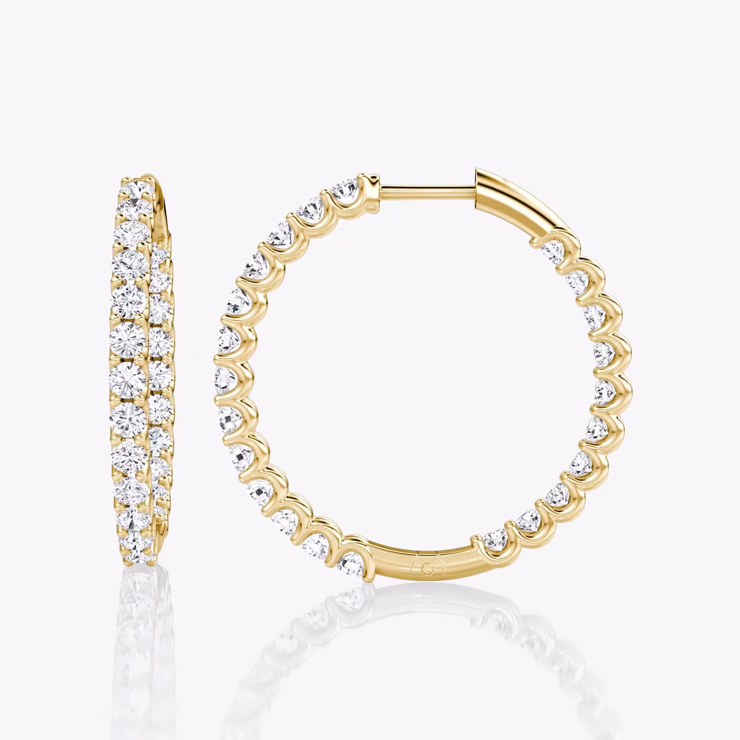 Créole Eternity | Rond Brillant | 14k | Or jaune | caratWeight: 1.7ct | eternityStyle: full | earringSize: 25mm