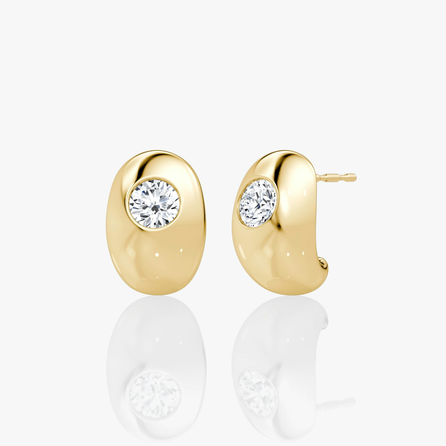 Pendiente de Aro Dome Huggie | Brillante | 14k | Oro amarillo | earringSize: 12mm
