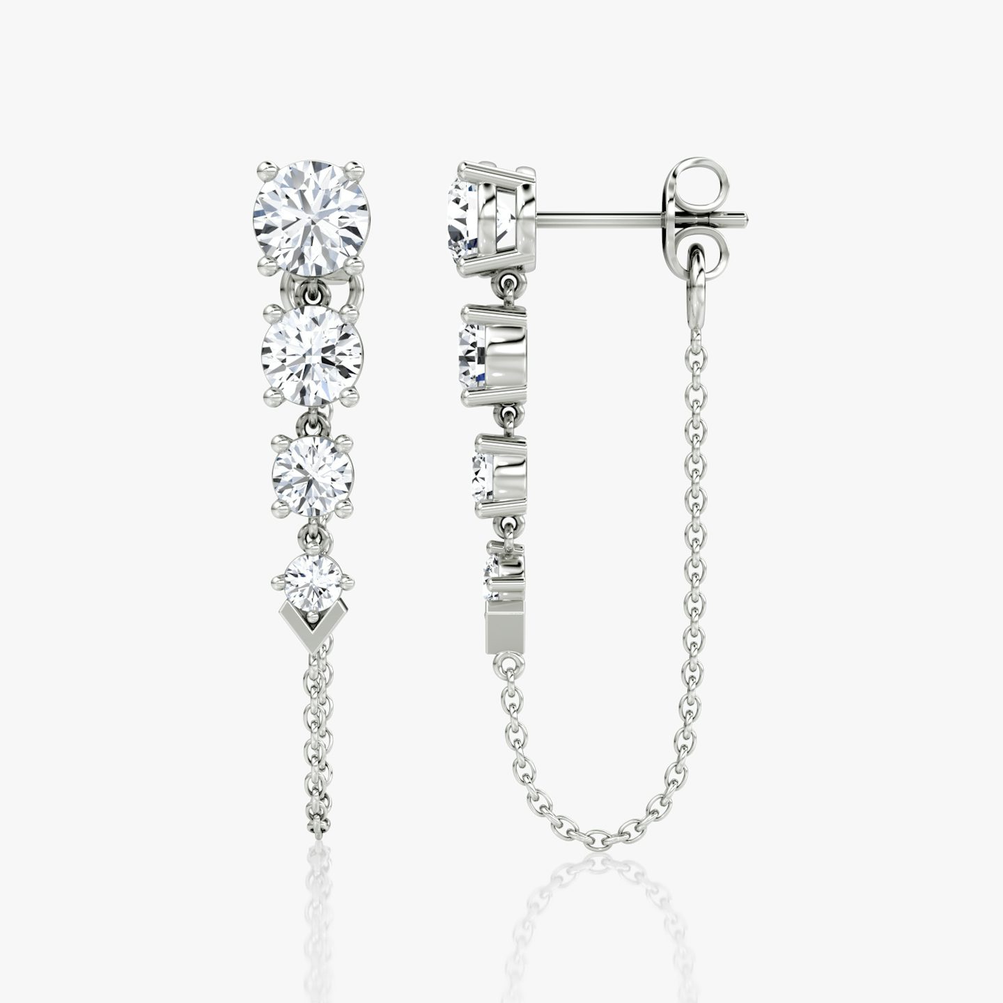 Pendientes V Linked Tenis | Brillante | 14k | Oro blanco | caratWeight: 1.6ct