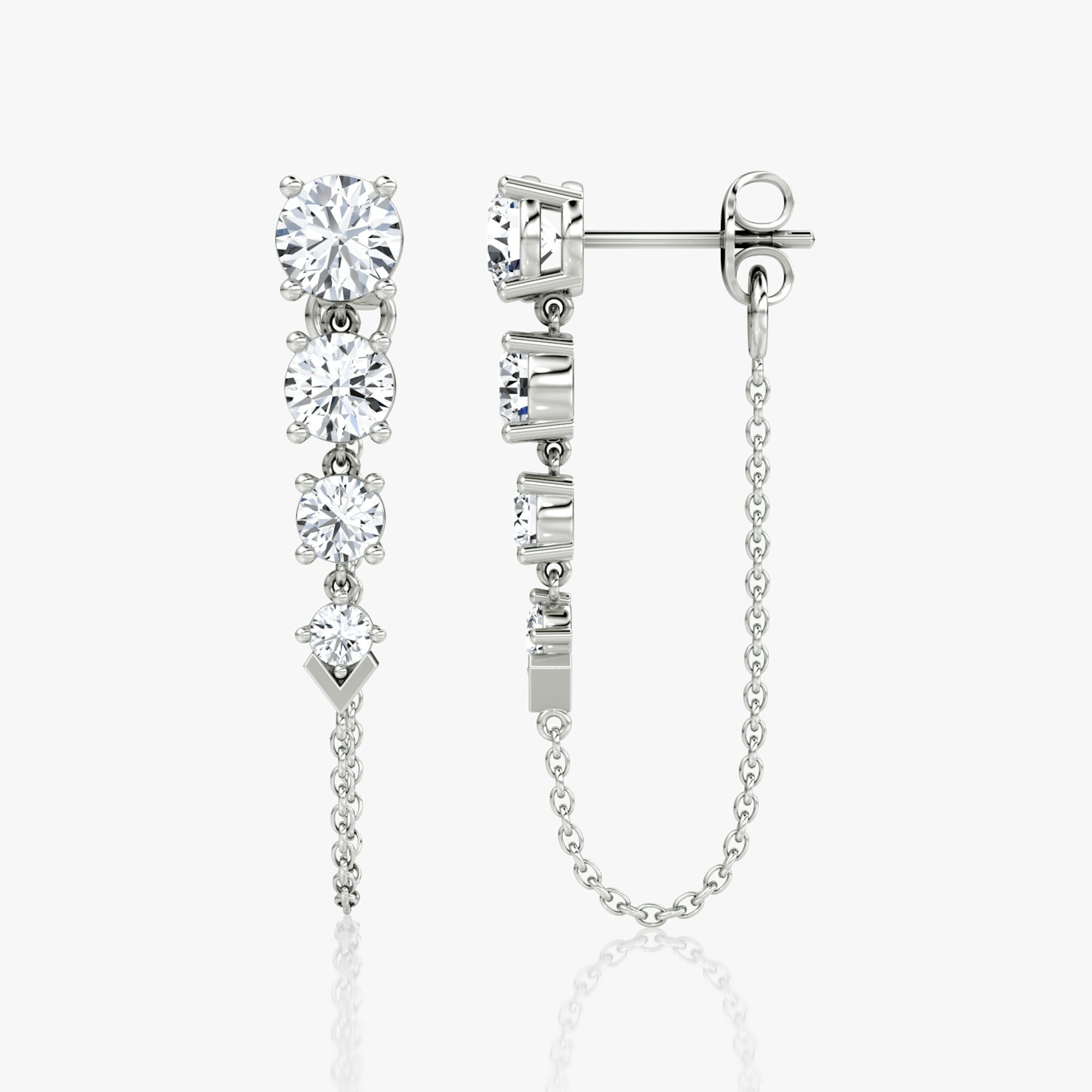 V Linked Tennis Earring | Round Brilliant | 14k | White Gold | caratWeight: 1.6ct
