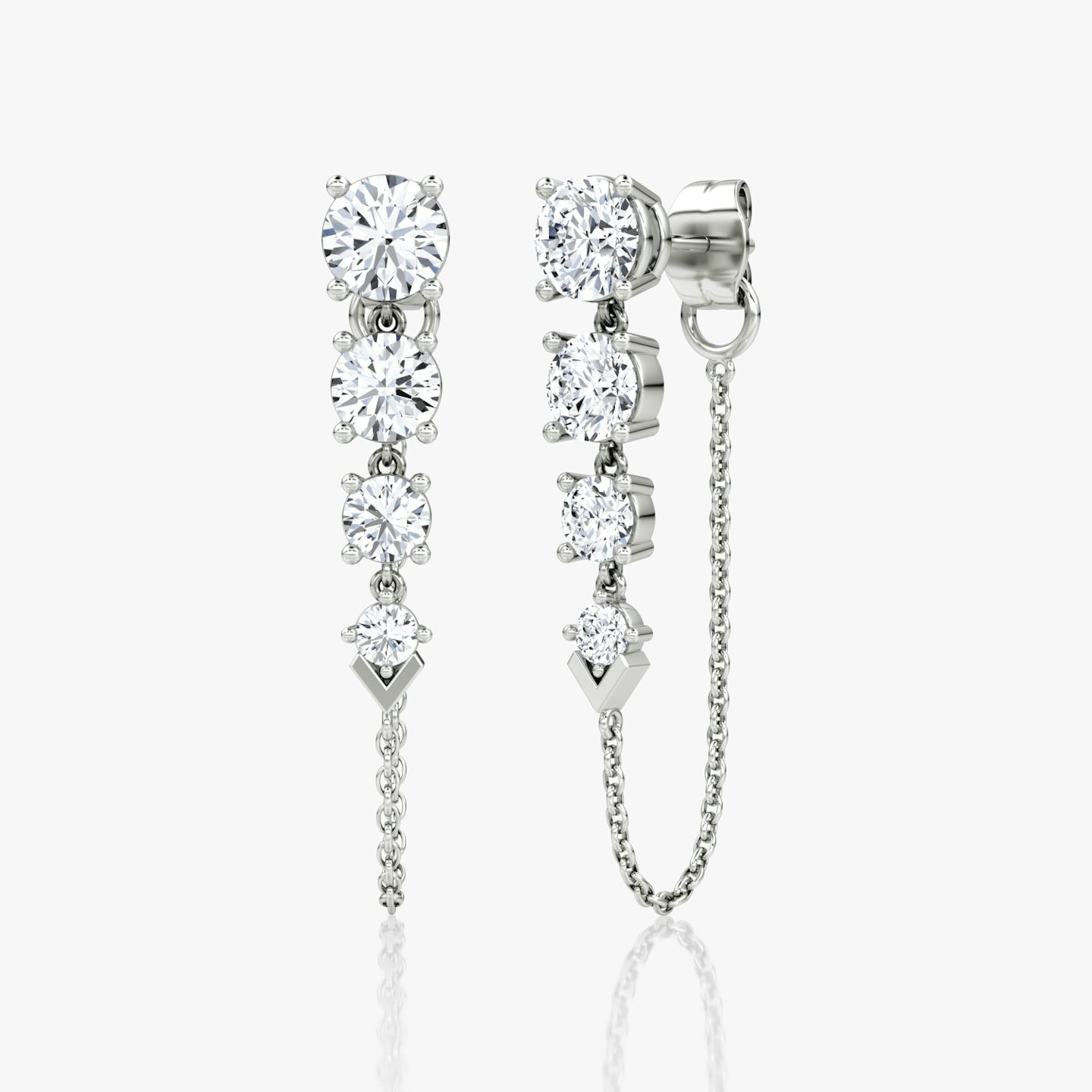 Pendientes V Linked Tenis | Brillante | 14k | Oro blanco | caratWeight: 1.6ct