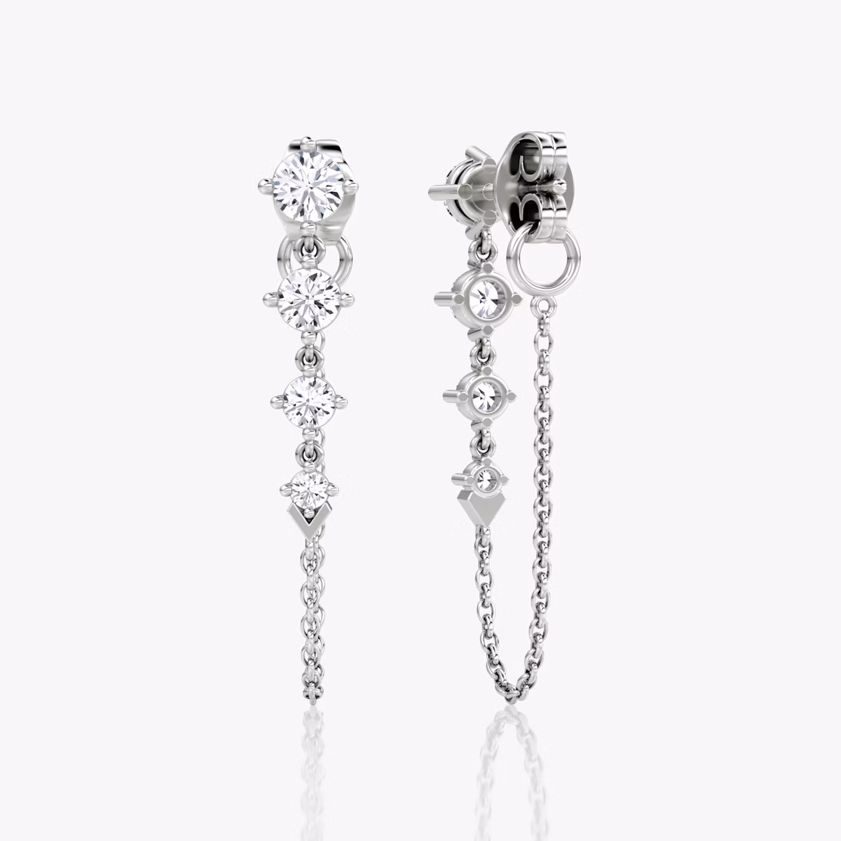 V Linked Tennis Earring | Round Brilliant | 14k | White Gold | caratWeight: 0.55ct