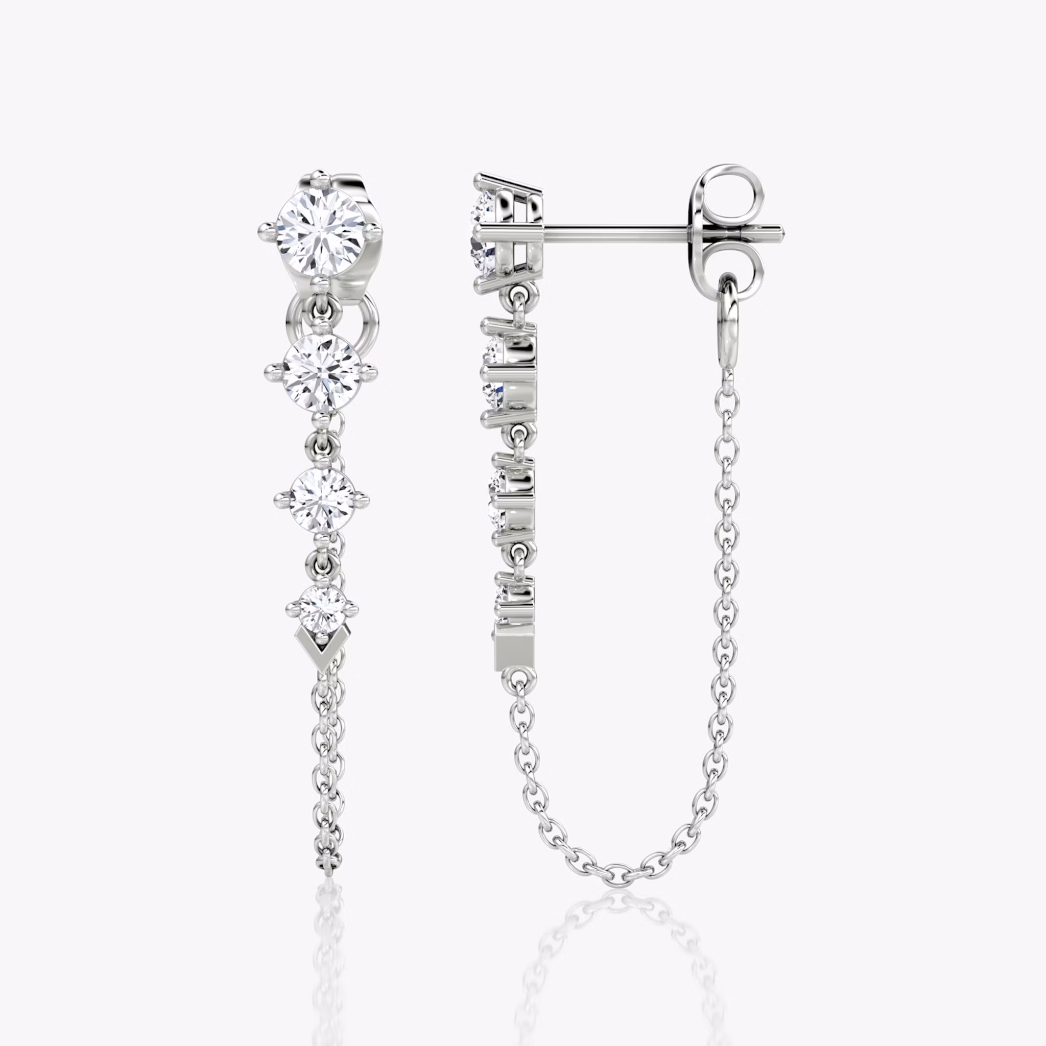 V Linked Tennis Earring | Round Brilliant | 14k | White Gold | caratWeight: 0.55ct