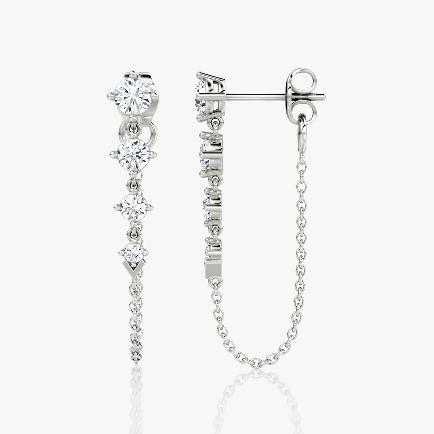 Pendientes V Linked Tenis | Brillante | 14k | Oro blanco | caratWeight: 0.55ct