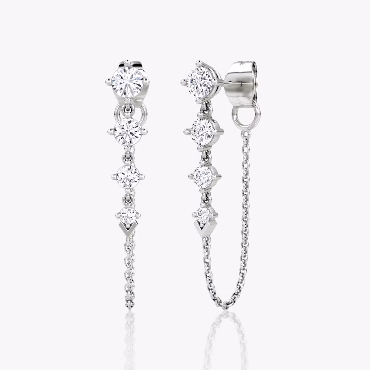V Linked Tennis Earring | Round Brilliant | 14k | White Gold | caratWeight: 0.55ct