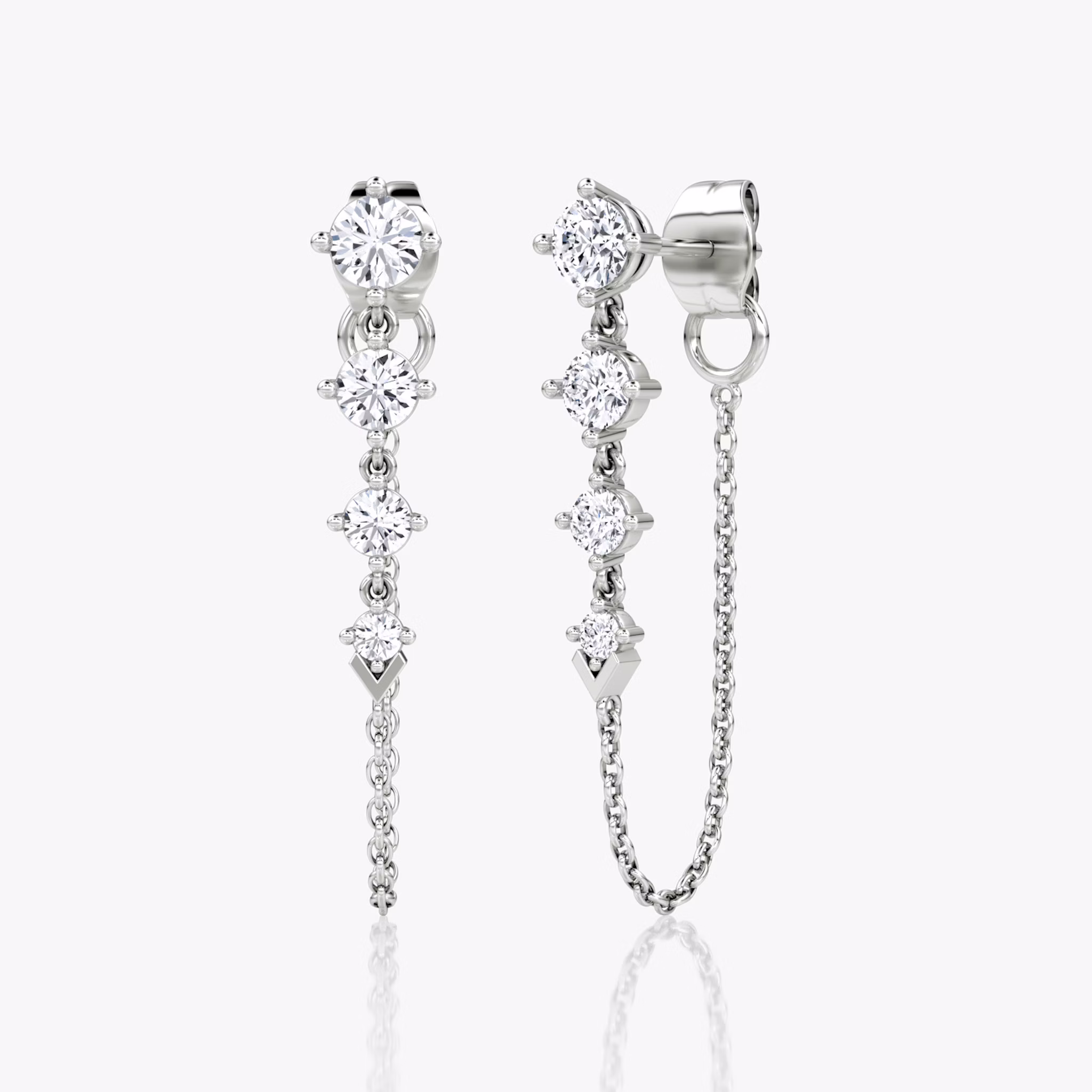 V Linked Tennis Earring | Round Brilliant | 14k | White Gold | caratWeight: 0.55ct