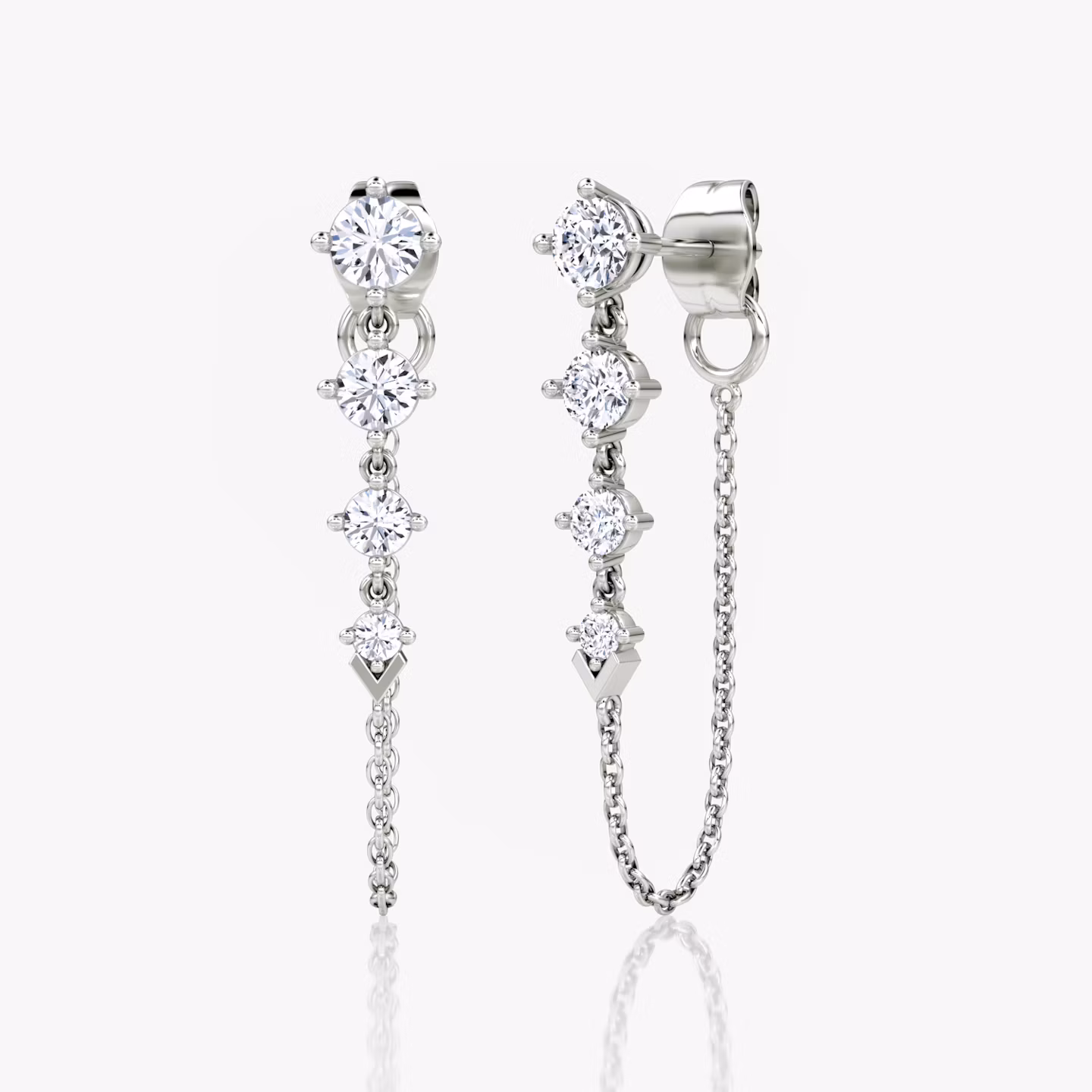 Pendientes V Linked Tenis Brillante | White Gold