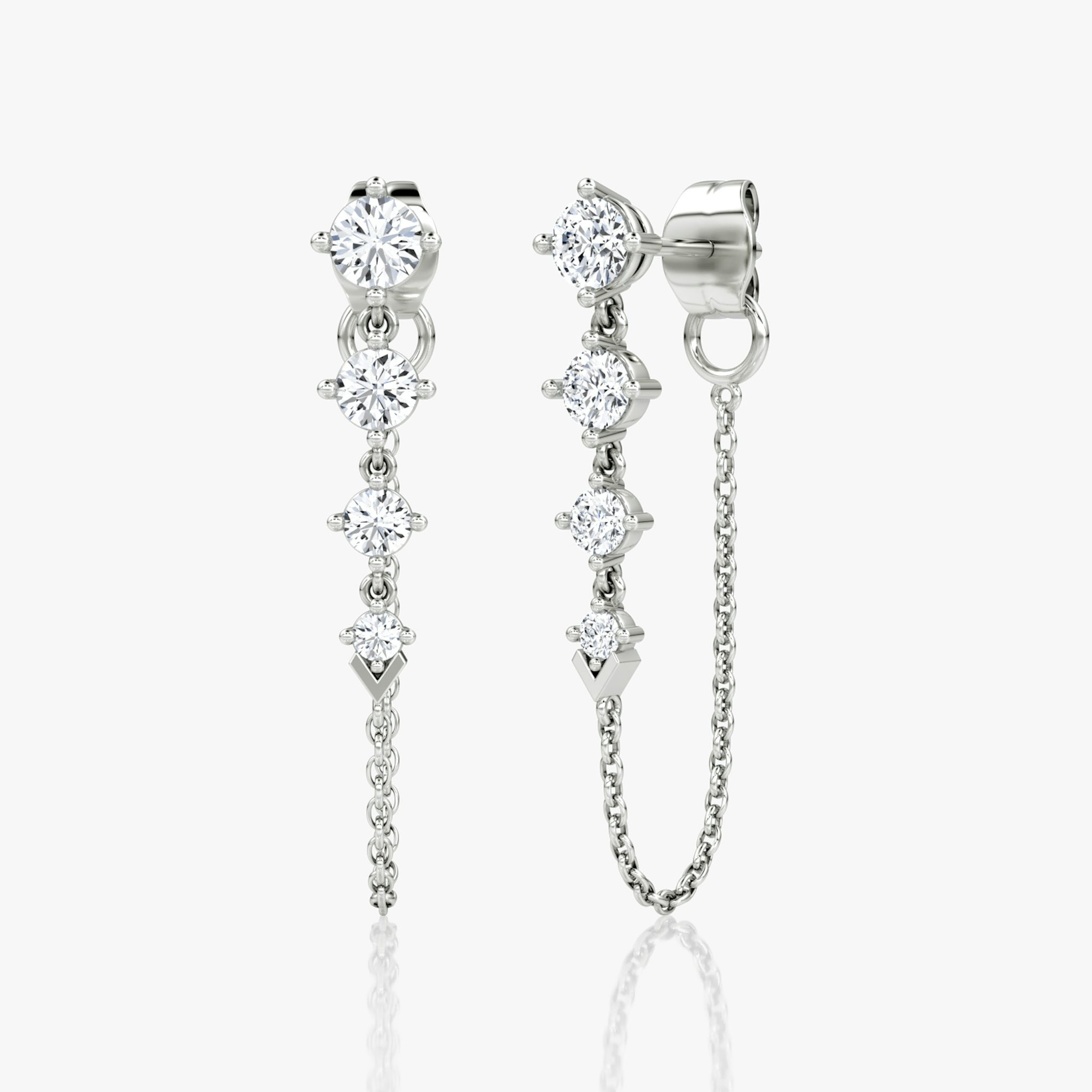 V Linked Tennis Earring | Round Brilliant | 14k | White Gold | caratWeight: 0.55ct