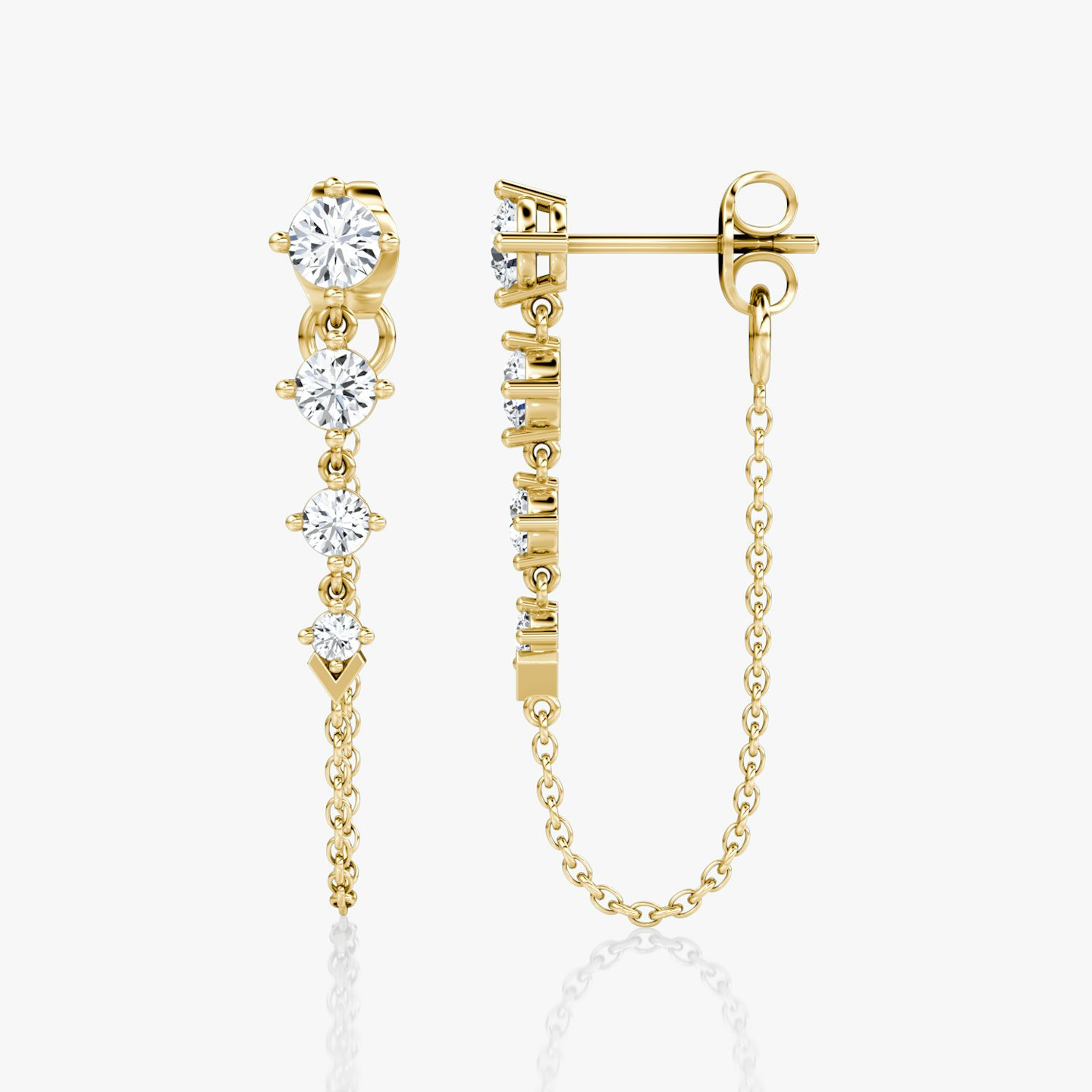 Pendientes V Linked Tenis | Brillante | 14k | Oro amarillo | caratWeight: 0.55ct