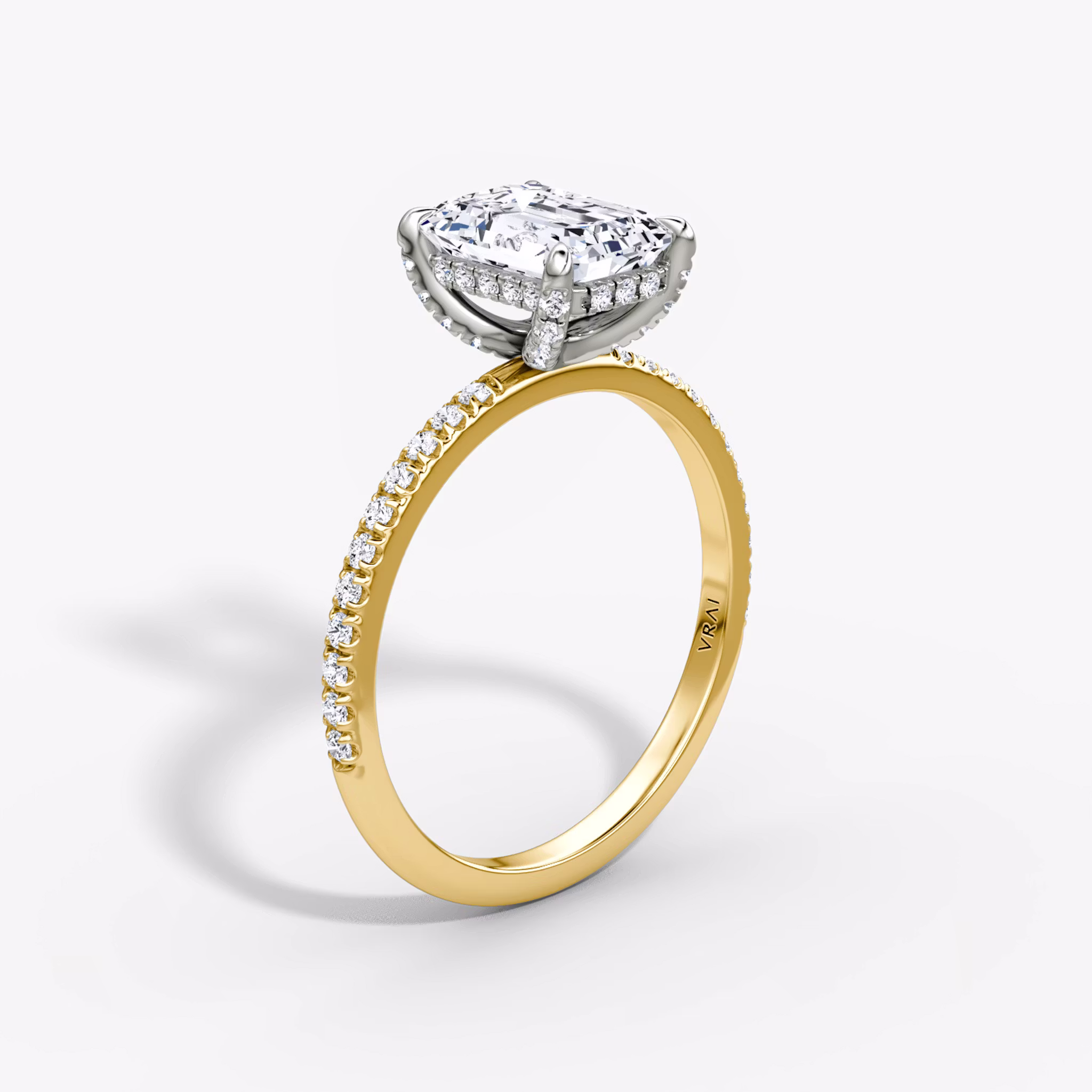 The Classic Hidden Halo Emerald | 18K Yellow Gold and Platinum