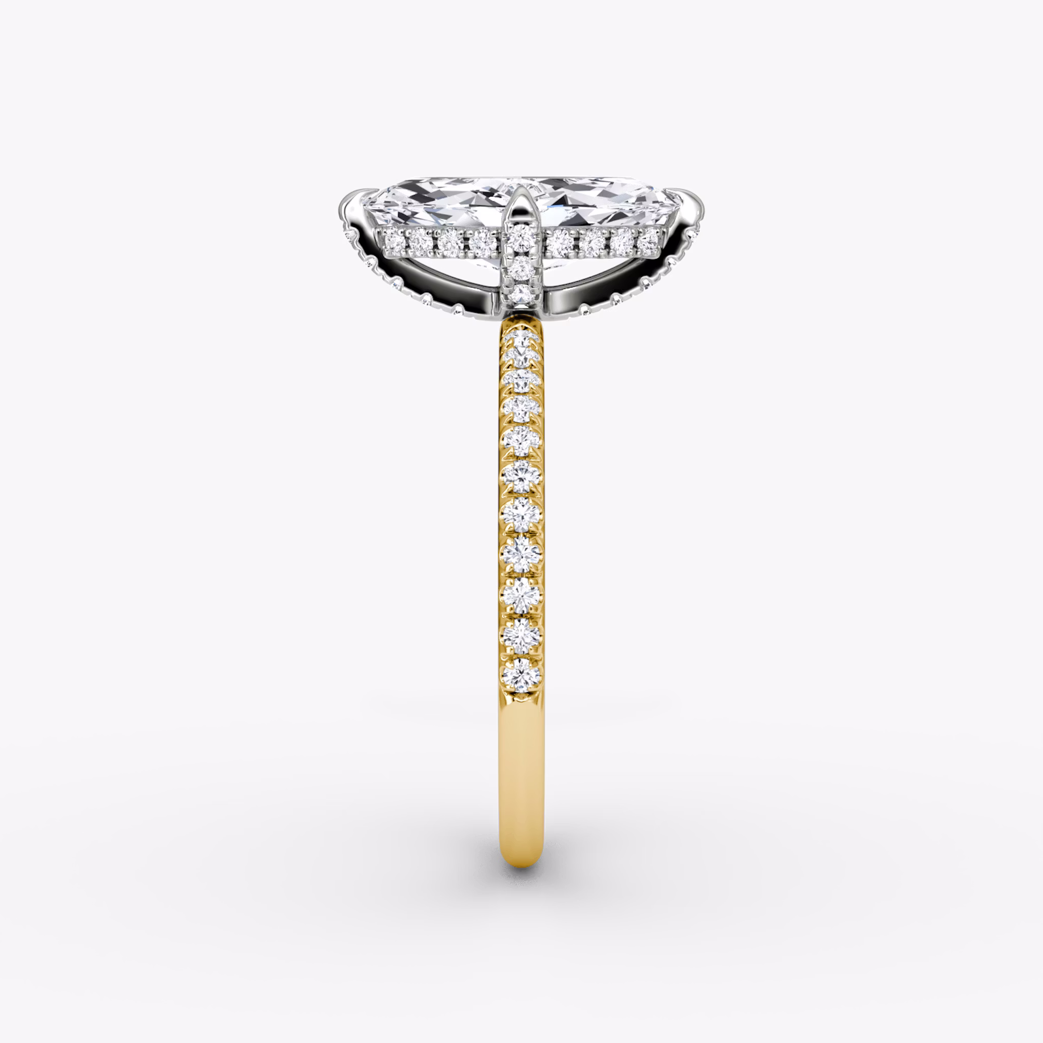 The Classic Hidden Halo | Marquise | 18k | Yellow Gold and Platinum | bandAccent: Pavé | bandWidth: standard | prongStyle: Pavé | diamondOrientation: vertical | caratWeight: other