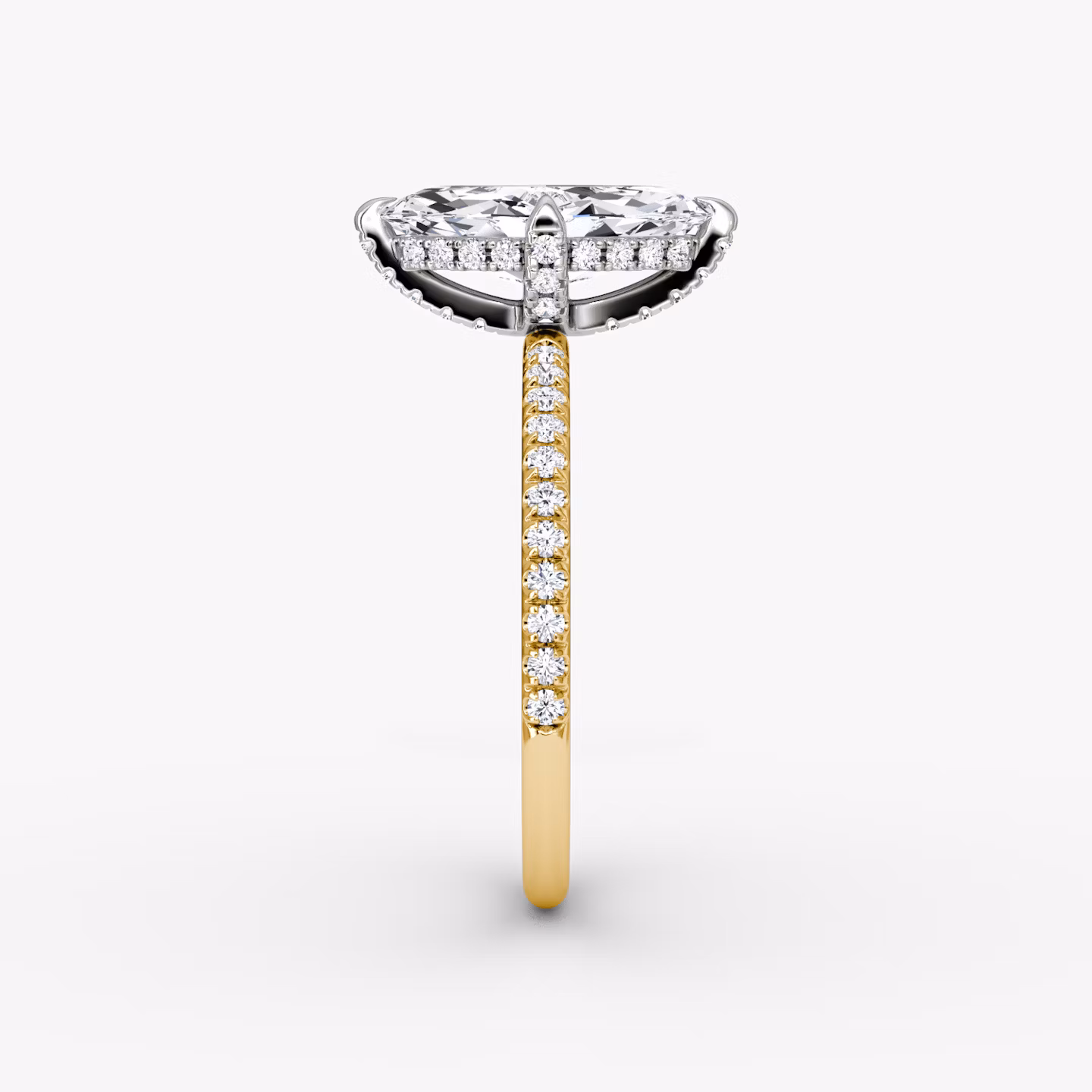 The Classic Hidden Halo | Marquise | 18k | Yellow Gold and Platinum | bandAccent: Pavé | bandWidth: standard | prongStyle: Pavé | diamondOrientation: vertical | caratWeight: other