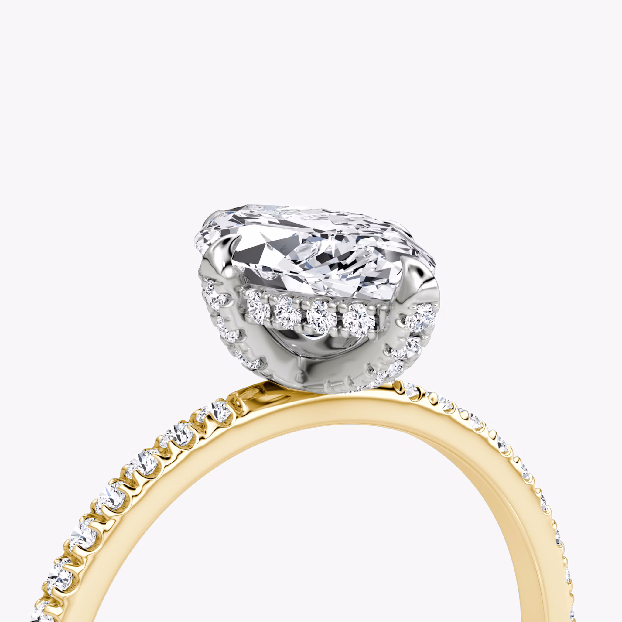 The Classic Hidden Halo | Marquise | 18k | Yellow Gold and Platinum | bandAccent: Pavé | bandWidth: standard | prongStyle: Pavé | diamondOrientation: vertical | caratWeight: other