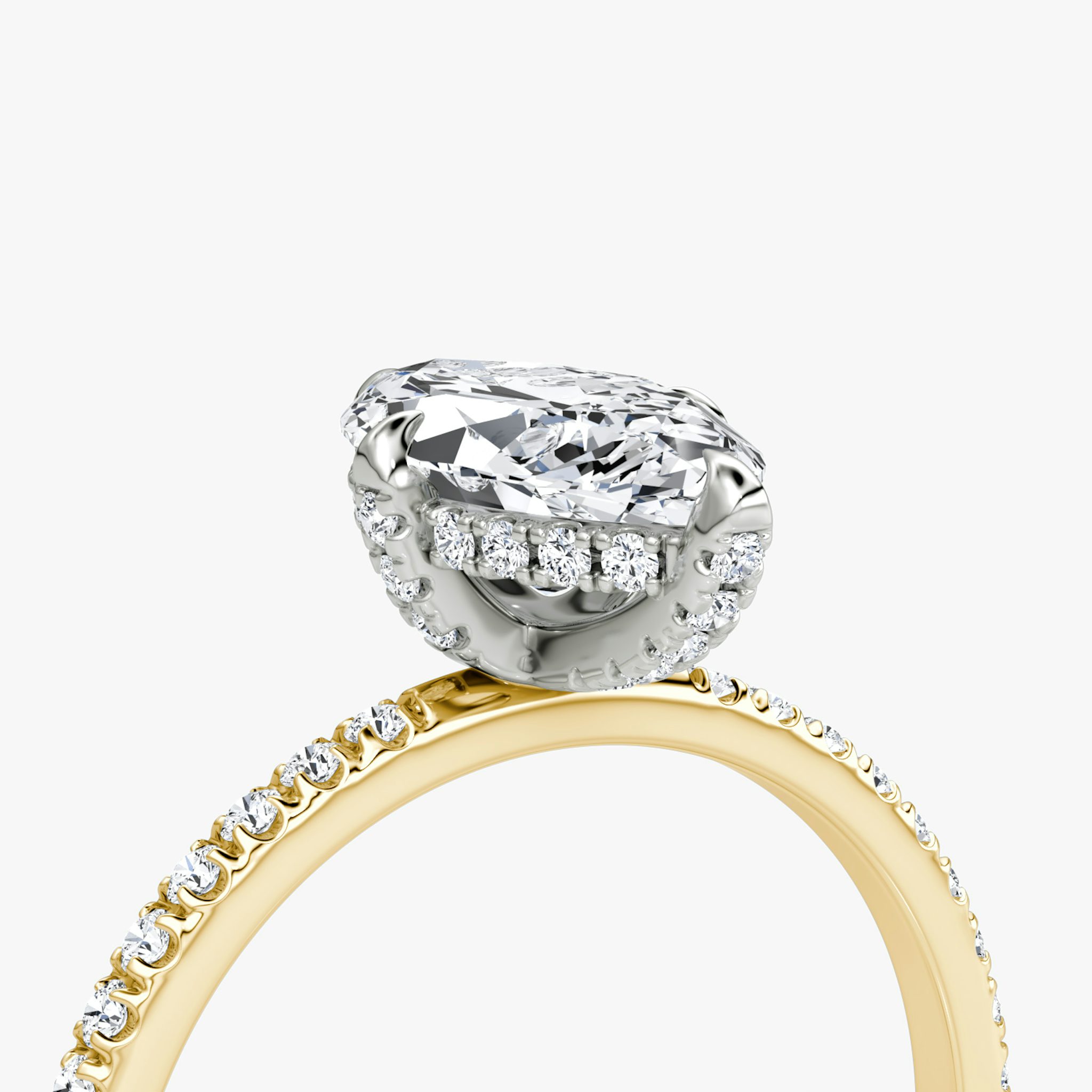 The Classic Hidden Halo | Marquise | 18k | Yellow Gold and Platinum | bandAccent: Pavé | bandWidth: standard | prongStyle: Pavé | diamondOrientation: vertical | caratWeight: other