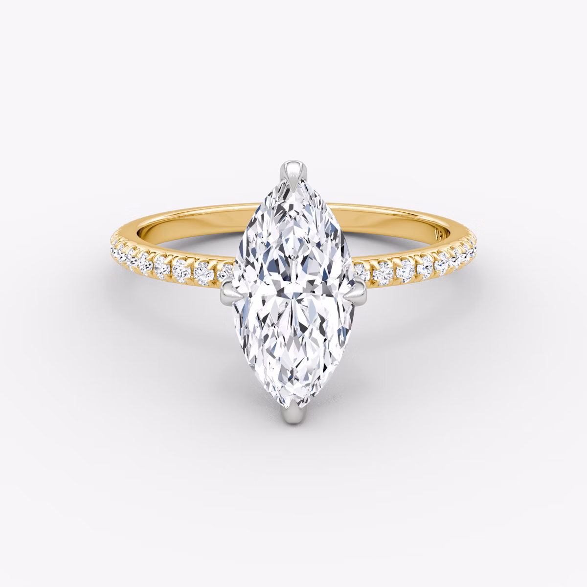 The Classic Hidden Halo | Marquise | 18k | Yellow Gold and Platinum | bandAccent: Pavé | bandWidth: standard | prongStyle: Pavé | diamondOrientation: vertical | caratWeight: other