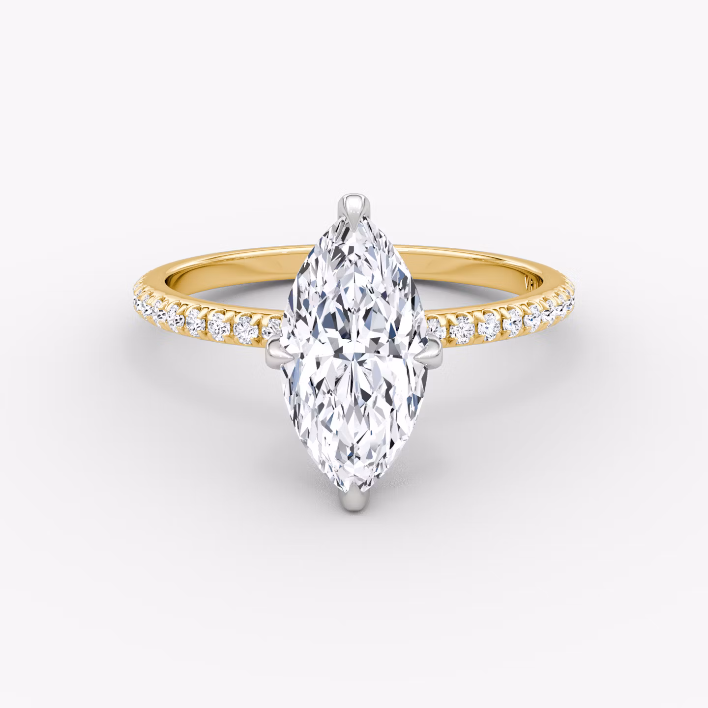The Classic Hidden Halo | Marquise | 18k | Yellow Gold and Platinum | bandAccent: Pavé | bandWidth: standard | prongStyle: Pavé | diamondOrientation: vertical | caratWeight: other