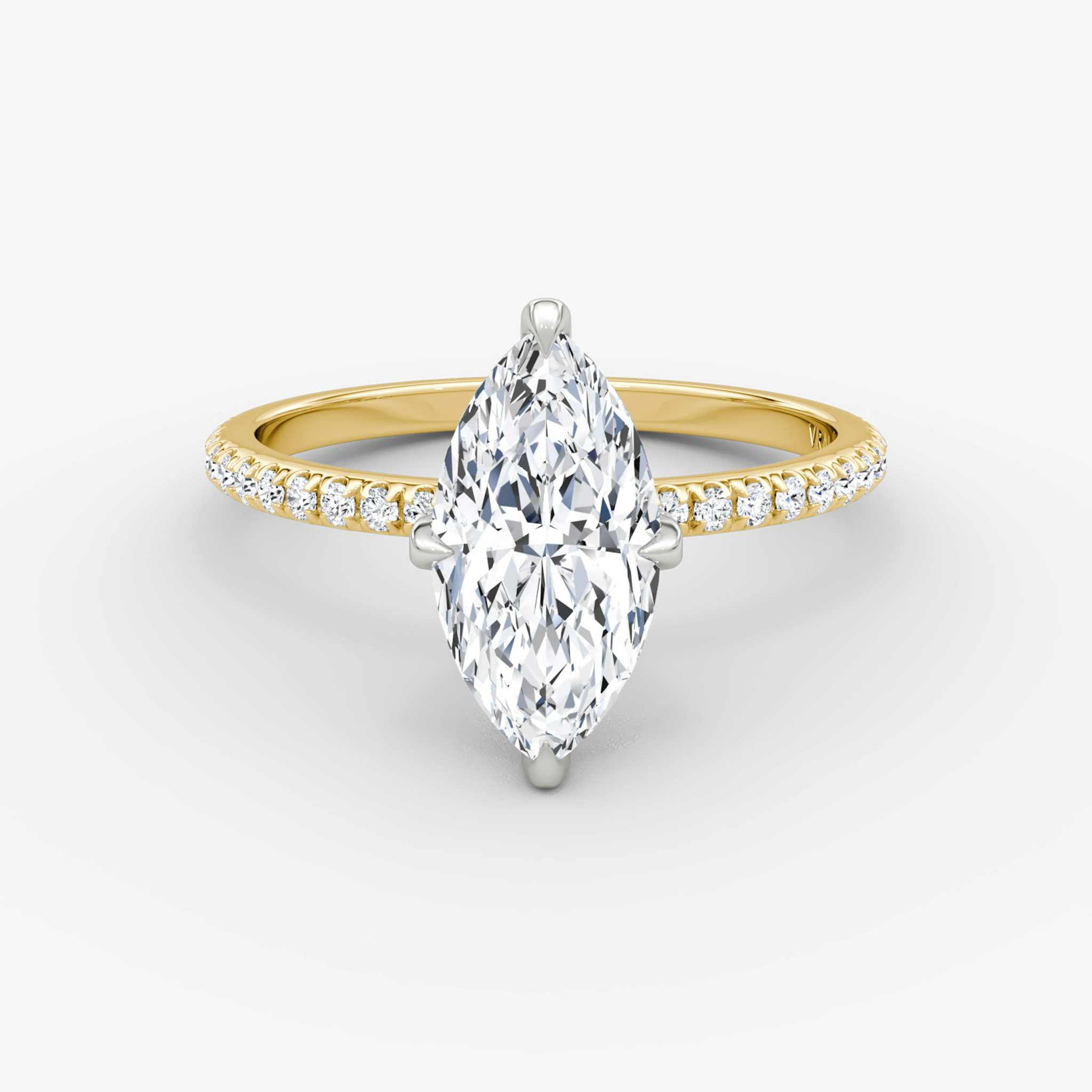The Classic Hidden Halo | Marquise | 18k | Yellow Gold and Platinum | bandAccent: Pavé | bandWidth: standard | prongStyle: Pavé | diamondOrientation: vertical | caratWeight: other