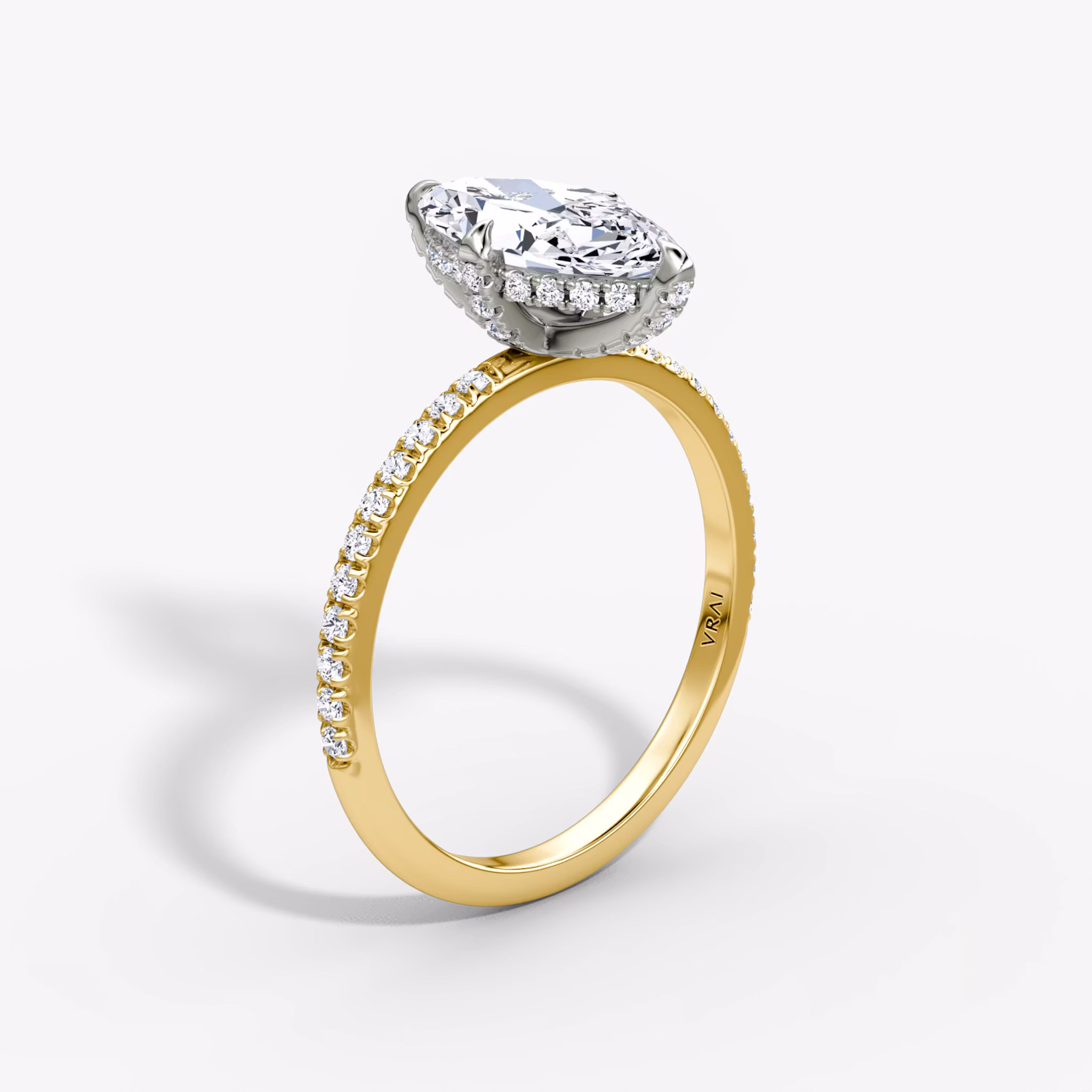 The Classic Hidden Halo Marquise | 18K Yellow Gold and Platinum