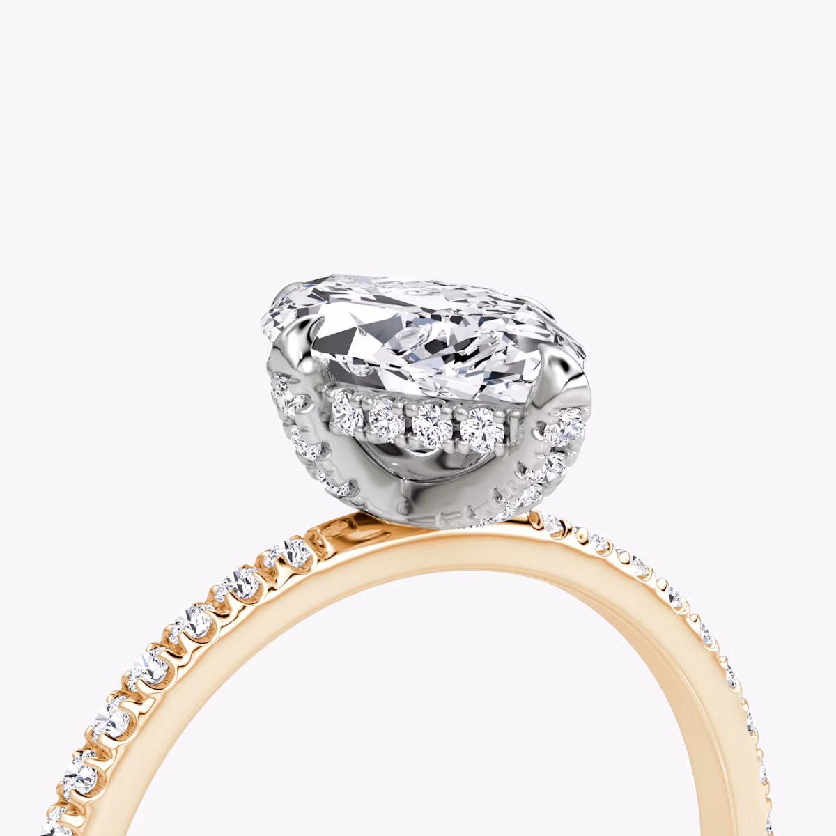 The Classic Hidden Halo | Marquise | 14k | Rose Gold and Platinum | bandAccent: Pavé | bandWidth: standard | prongStyle: Pavé | diamondOrientation: vertical | caratWeight: other