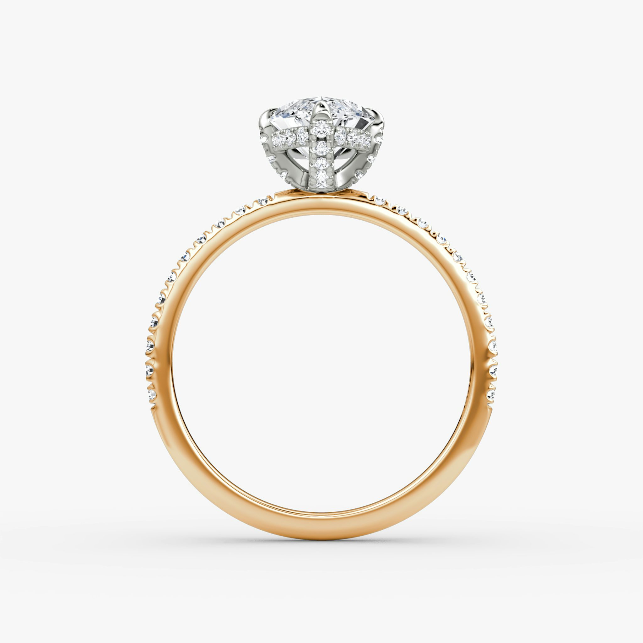 The Classic Hidden Halo | Marquise | 14k | Rose Gold and Platinum | bandAccent: Pavé | bandWidth: standard | prongStyle: Pavé | diamondOrientation: vertical | caratWeight: other