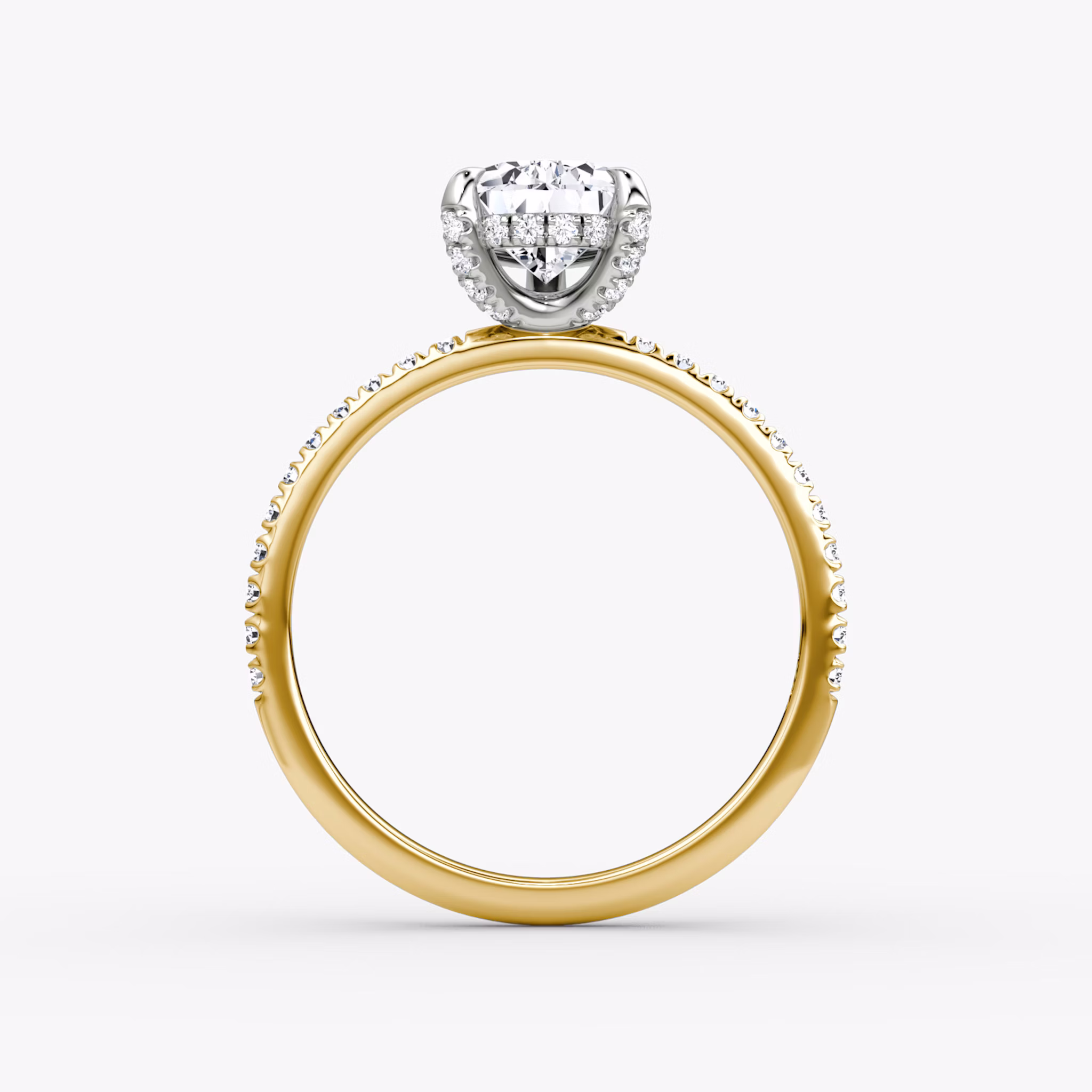 The Classic Hidden Halo | Pear | 18k | Yellow Gold and Platinum | bandAccent: Pavé | bandWidth: standard | prongStyle: Pavé | diamondOrientation: vertical | caratWeight: other