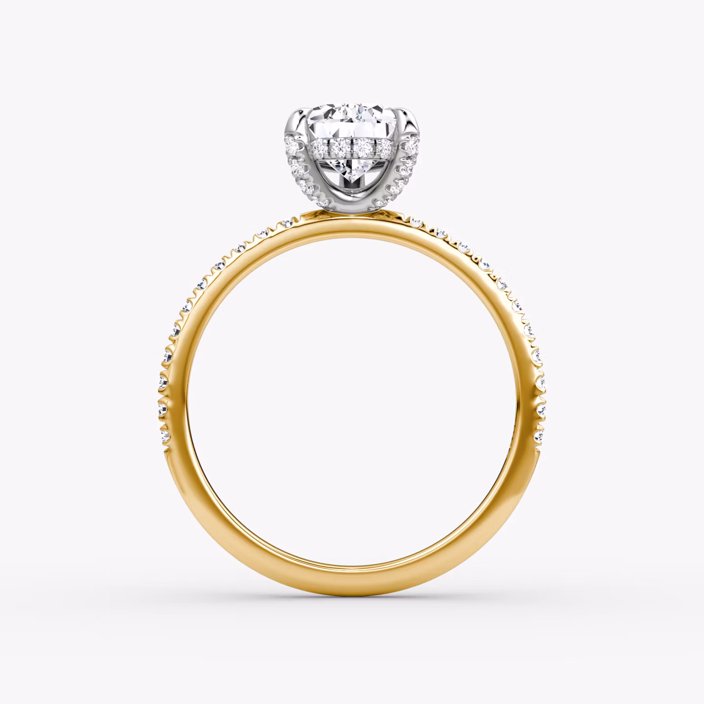 The Classic Hidden Halo | Pear | 18k | Yellow Gold and Platinum | bandAccent: Pavé | bandWidth: standard | prongStyle: Pavé | diamondOrientation: vertical | caratWeight: other