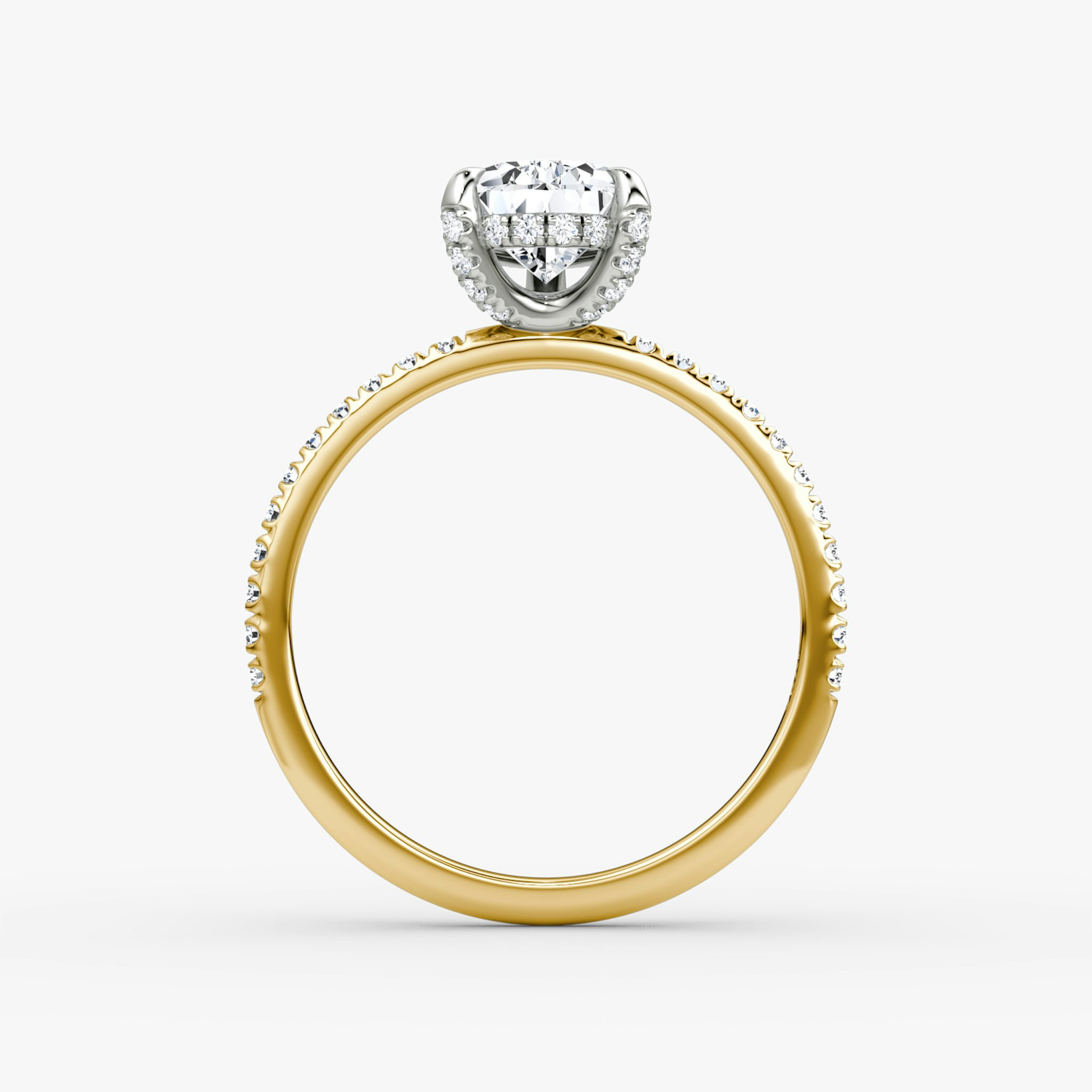 The Classic Hidden Halo | Pear | 18k | Yellow Gold and Platinum | bandAccent: Pavé | bandWidth: standard | prongStyle: Pavé | diamondOrientation: vertical | caratWeight: other